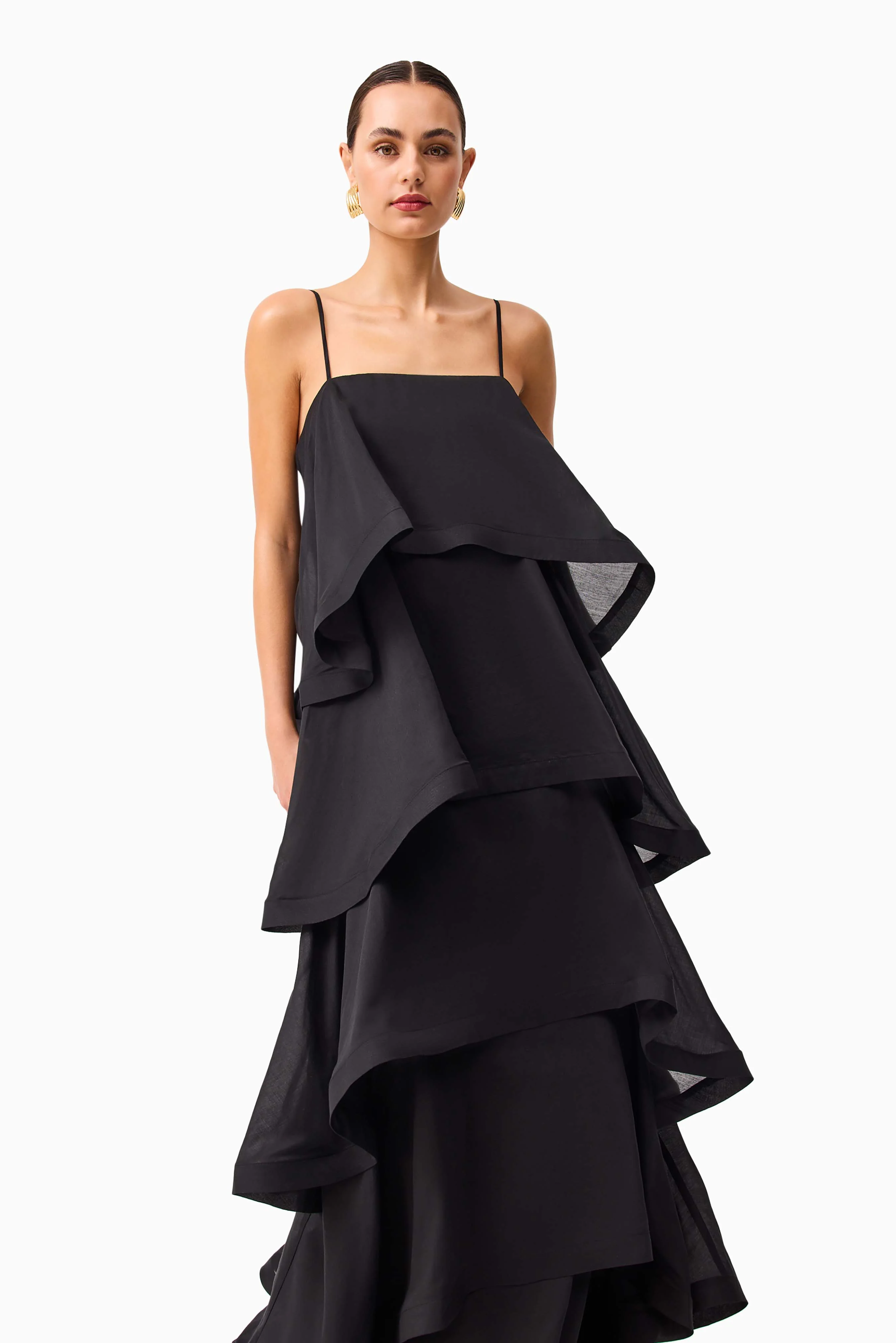Tilly 5 Tiered Maxi Dress in Black
