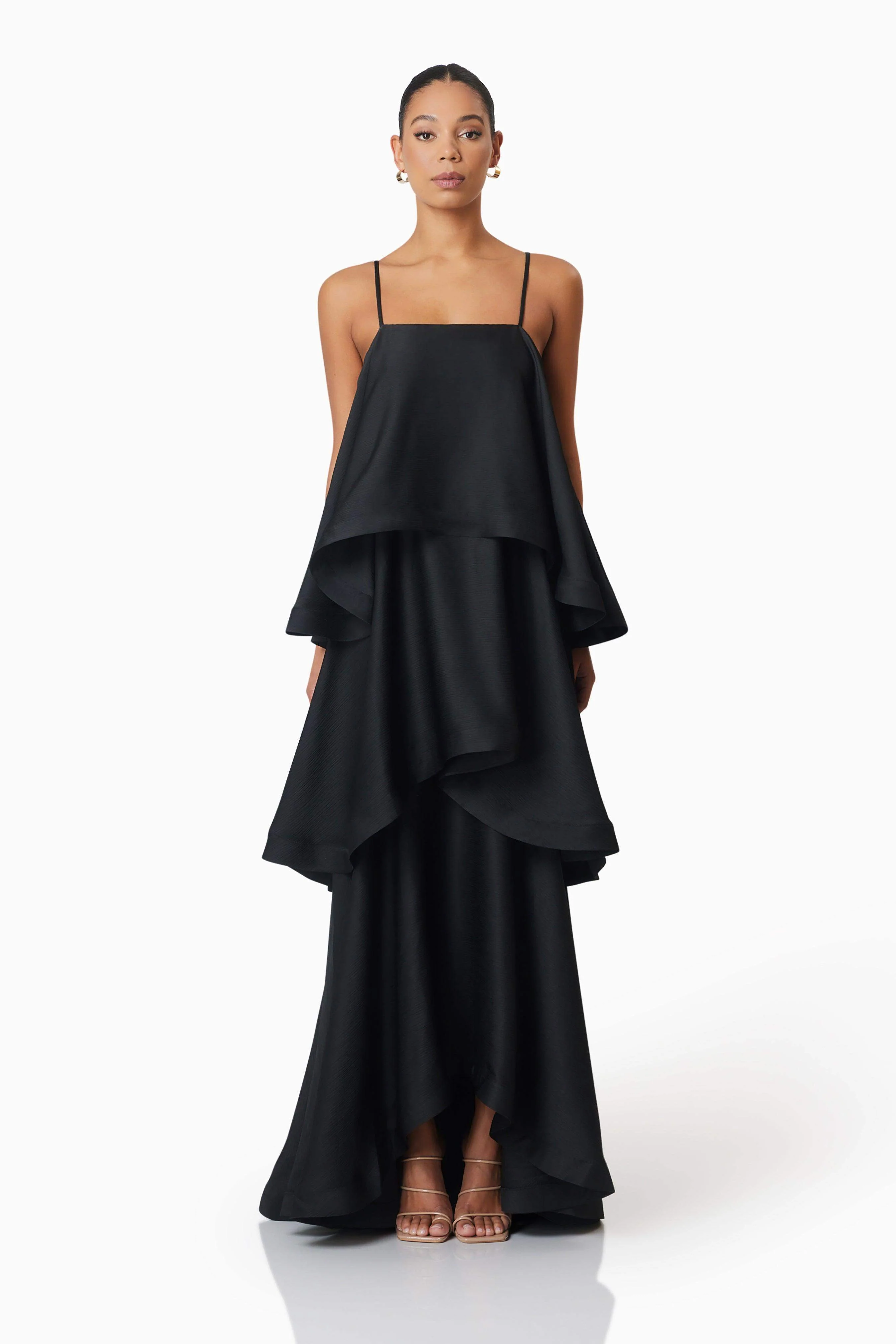 Tilly Tiered Maxi Dress in Black