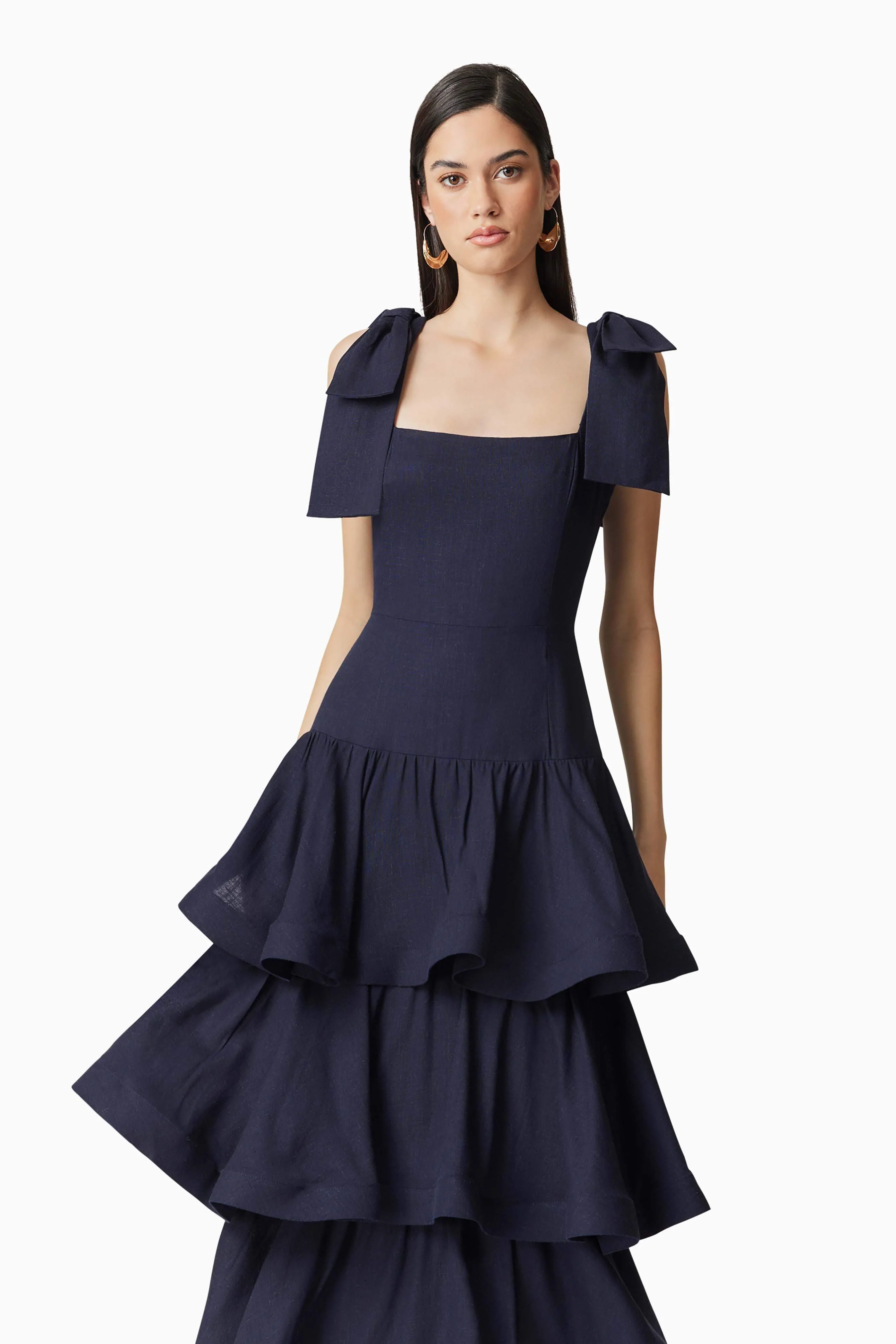 Kara Tiered Maxi Dress in Navy