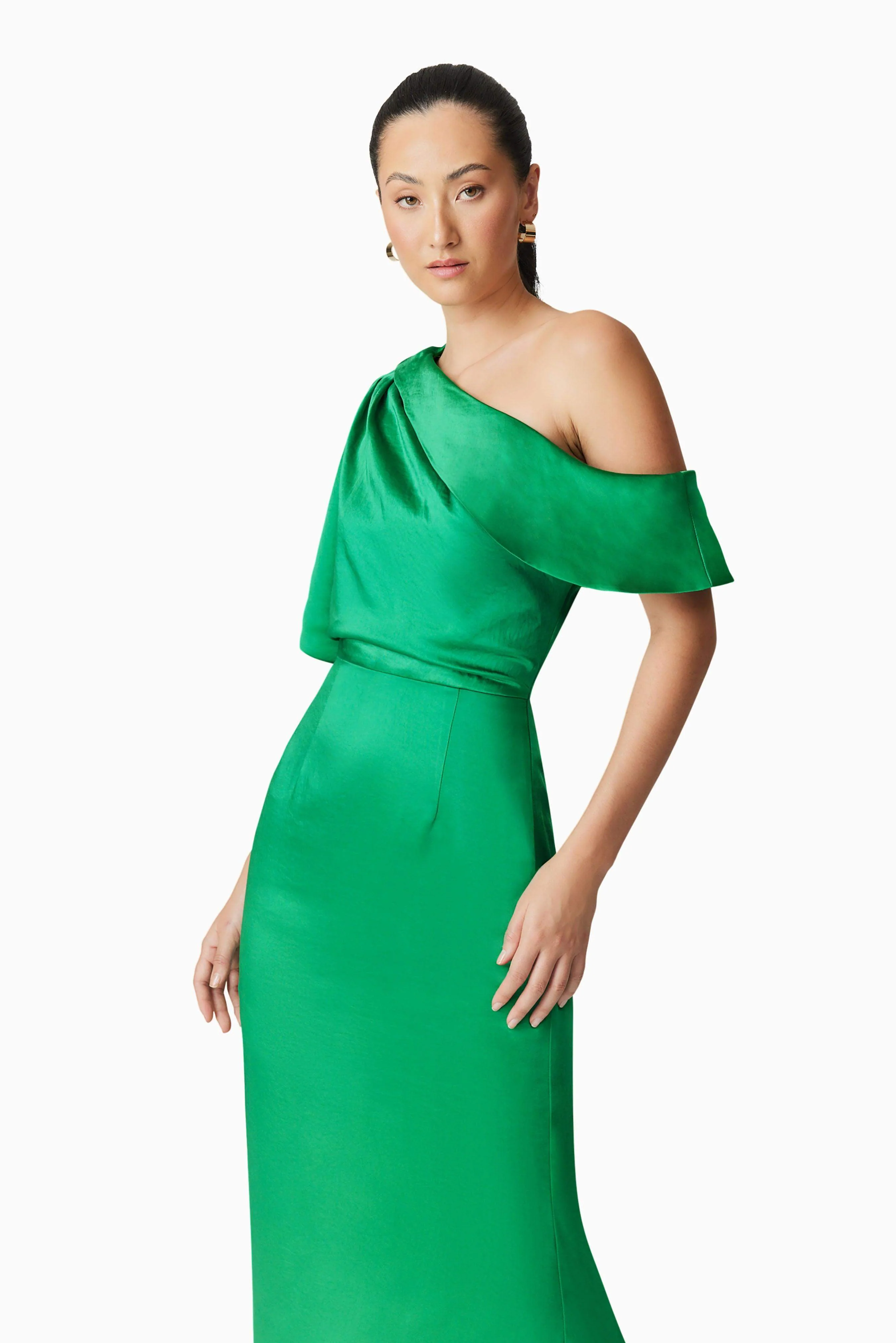 Roni Asymmetrical Gown in Green