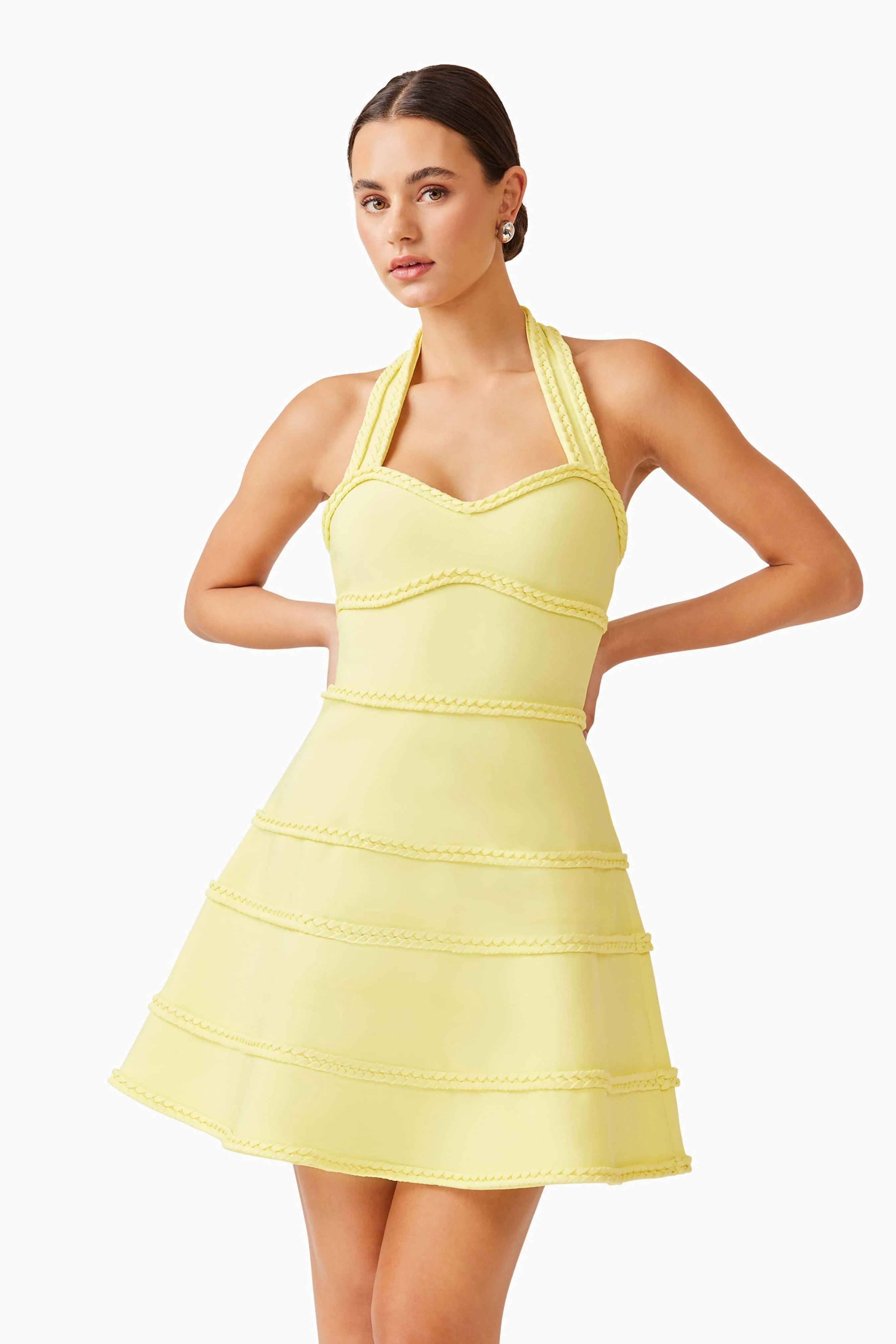 Katlyn Halter Mini Dress in Yellow