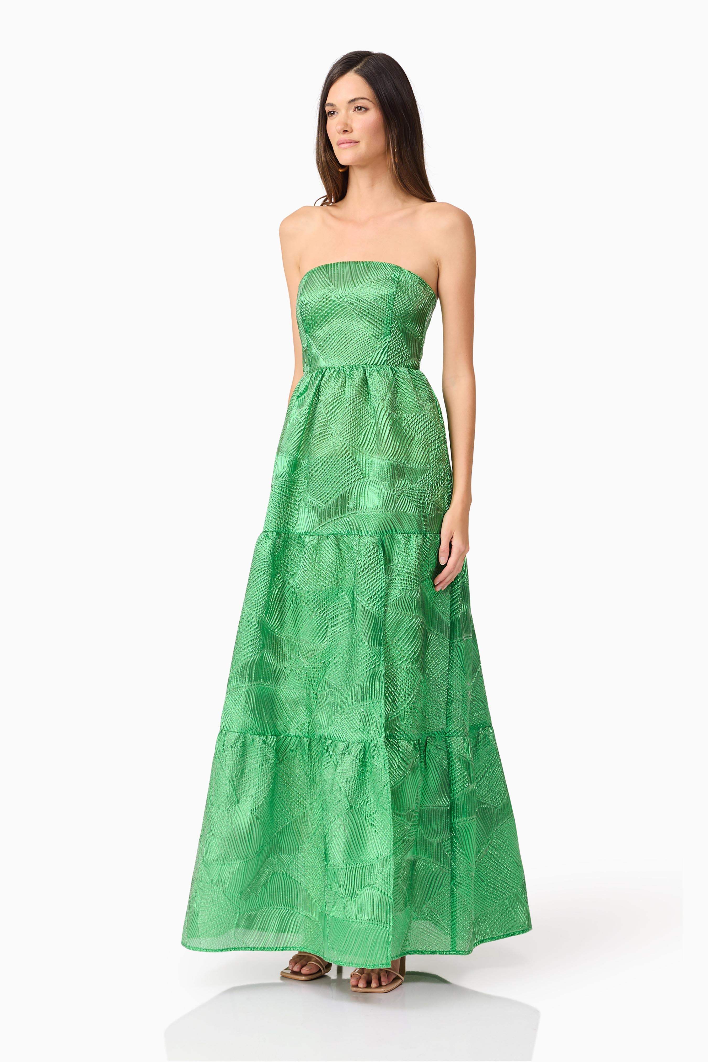 Ginnifer Strapless Maxi Dress in Green