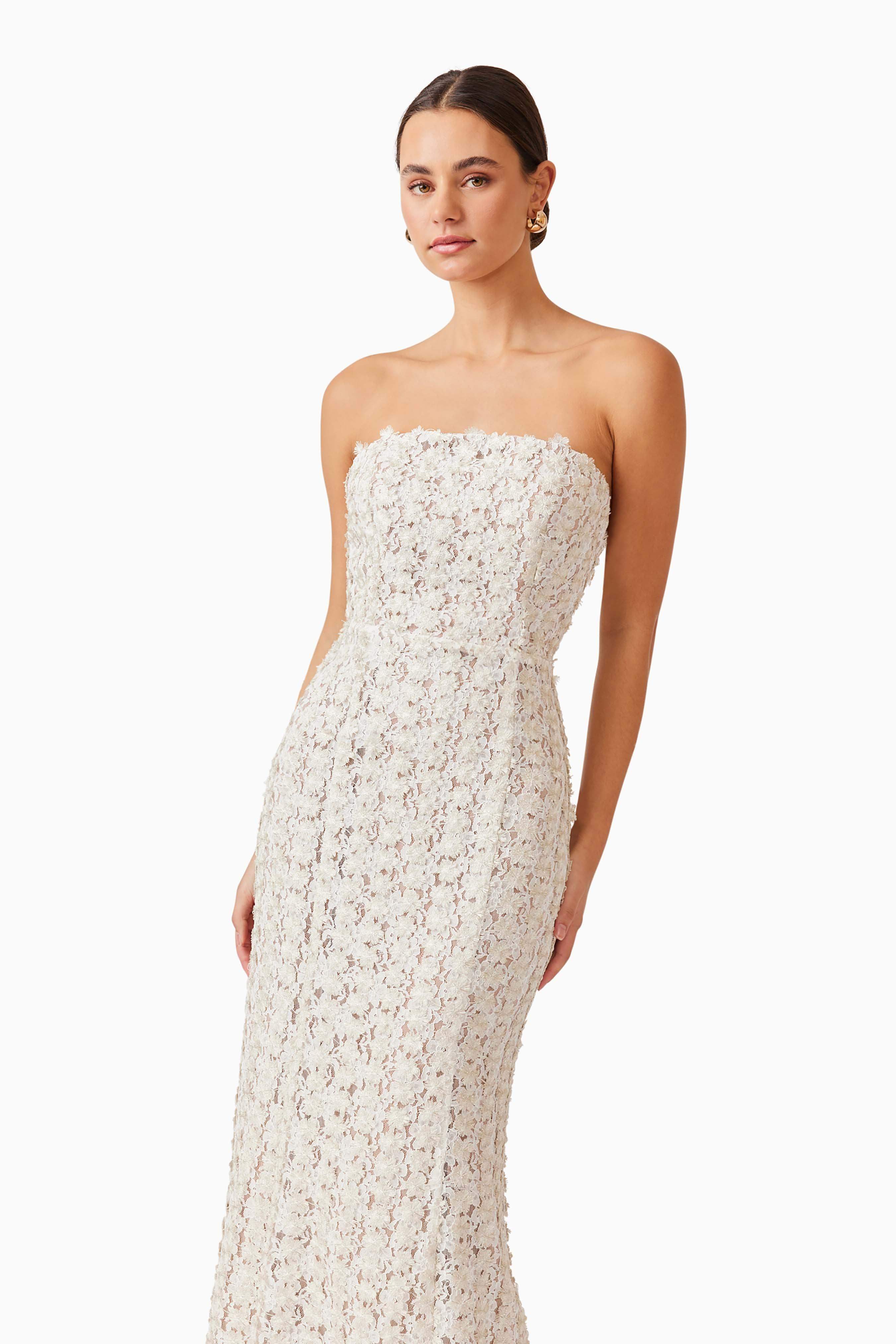 Cali Strapless Midi Dress in White