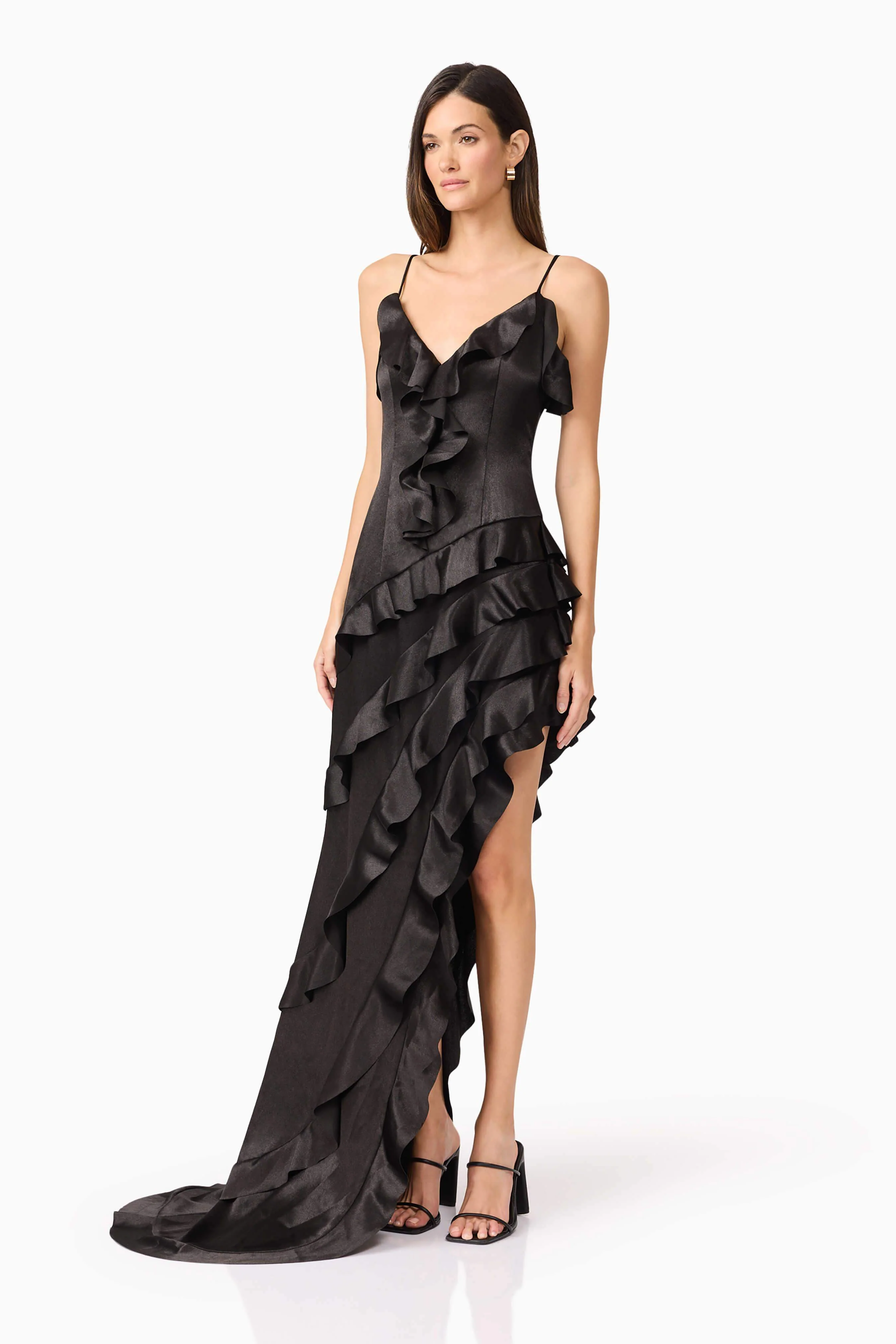 Kyla Asymmetrical Maxi Dress In Black