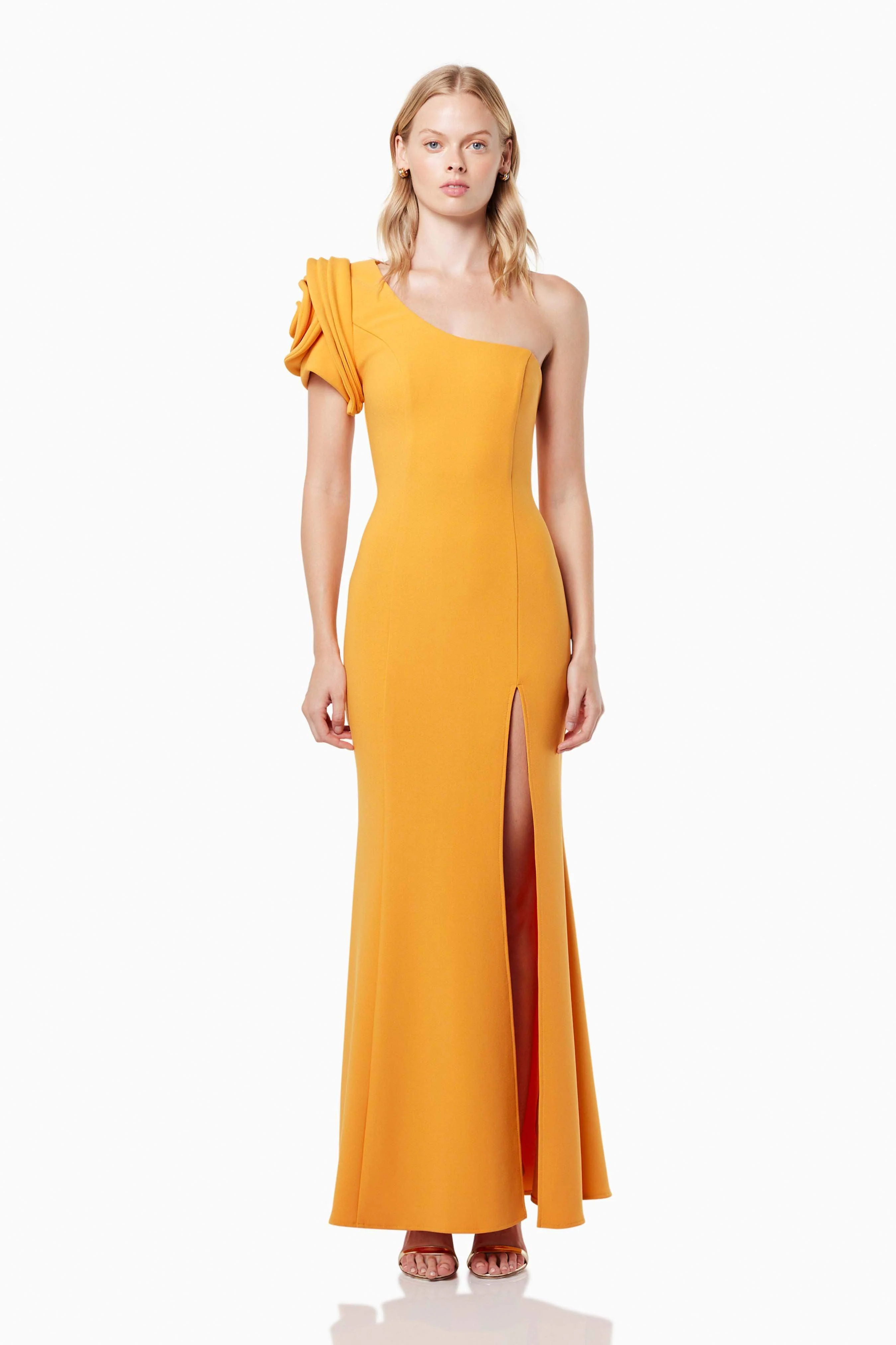 Electronica Rosetta Applique Maxi Dress In Orange