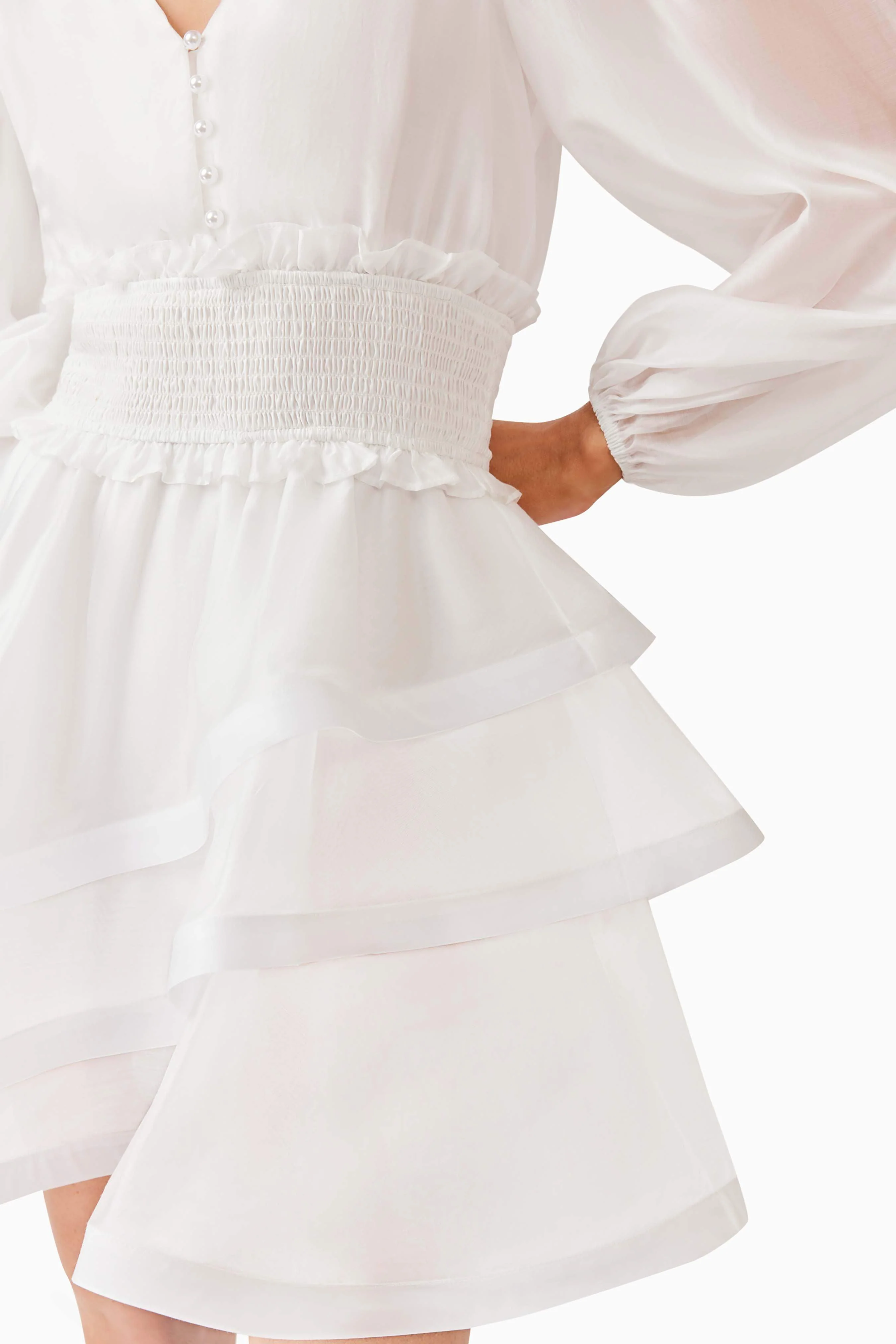 Kalani Long Sleeve Mini Dress White