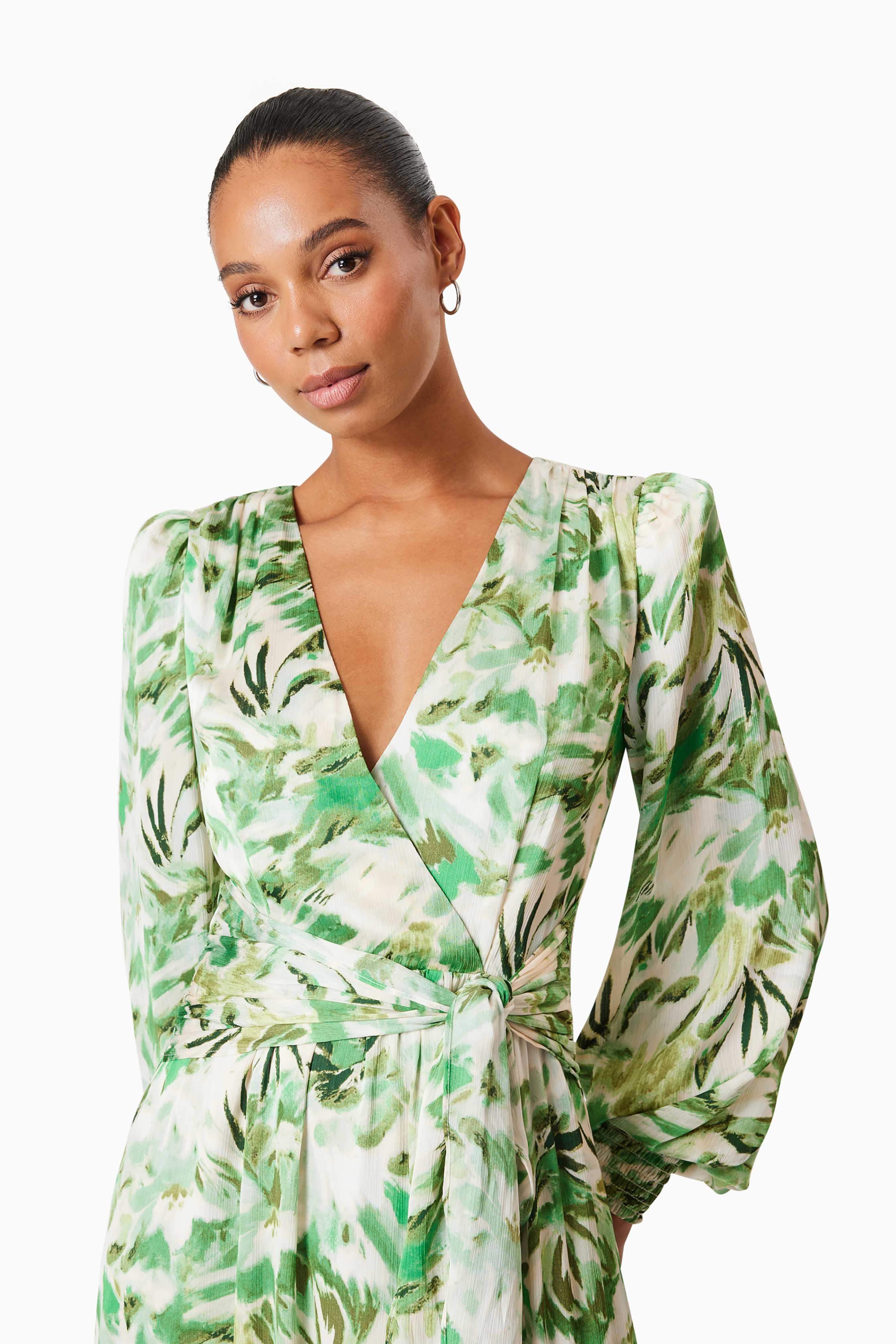 Georgia Long Sleeve Maxi Dress In Green