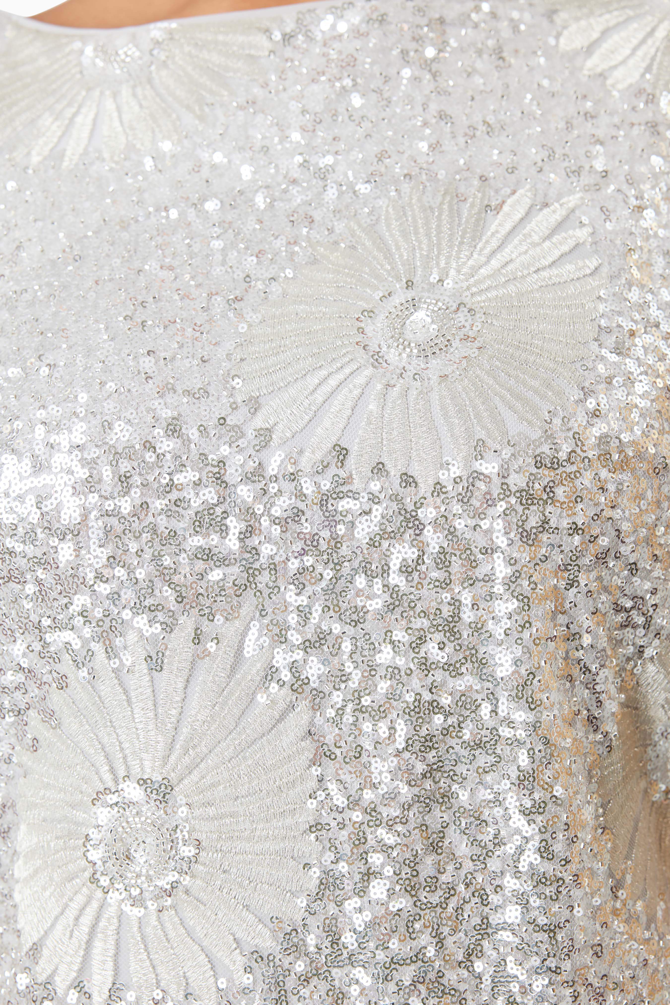 Caledonia Sequin Mini Shift Dress In Silver