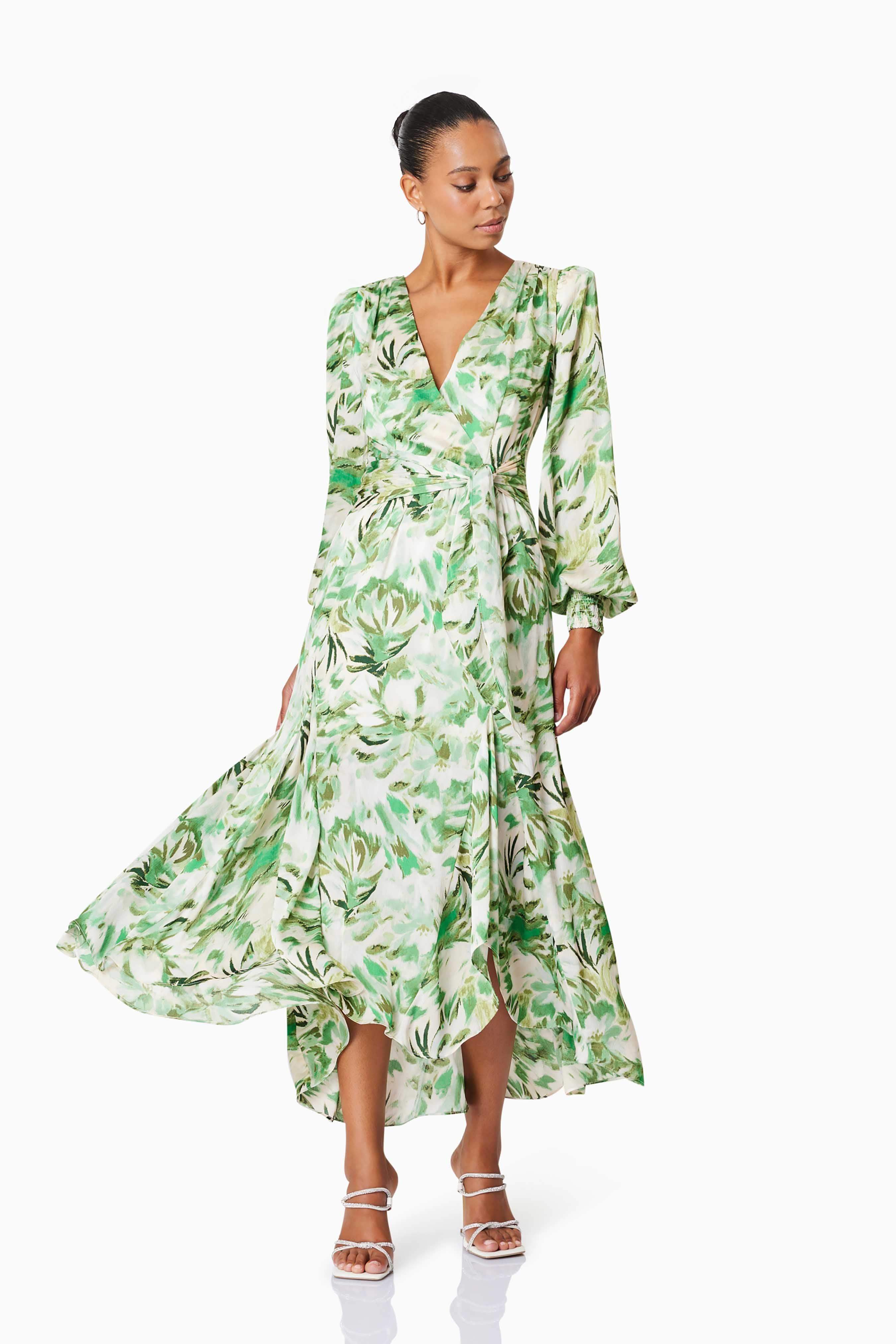 Georgia Long Sleeve Maxi Dress In Green