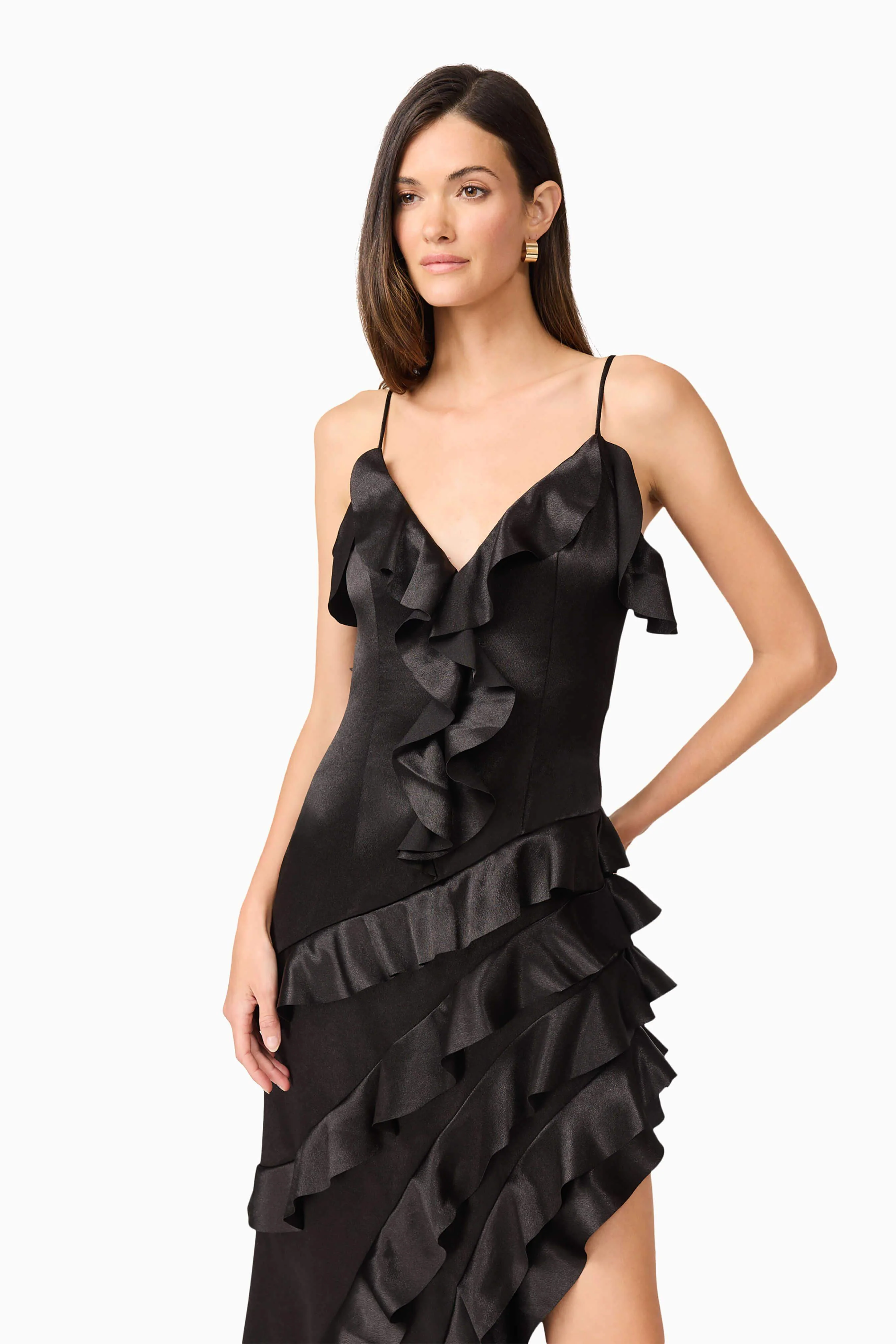 Kyla Asymmetrical Maxi Dress In Black