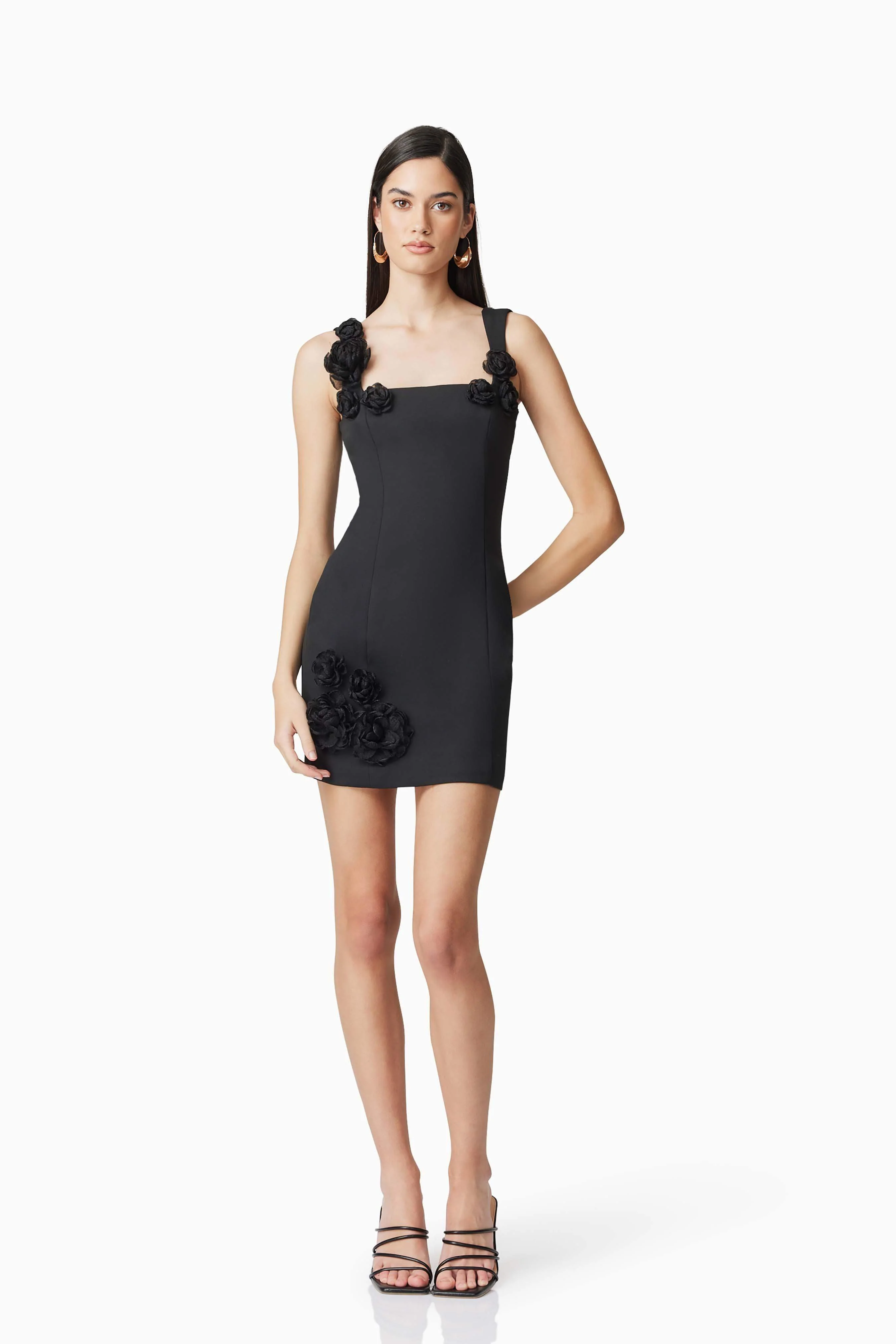 Trompe 3D Floral Mini Dress Black