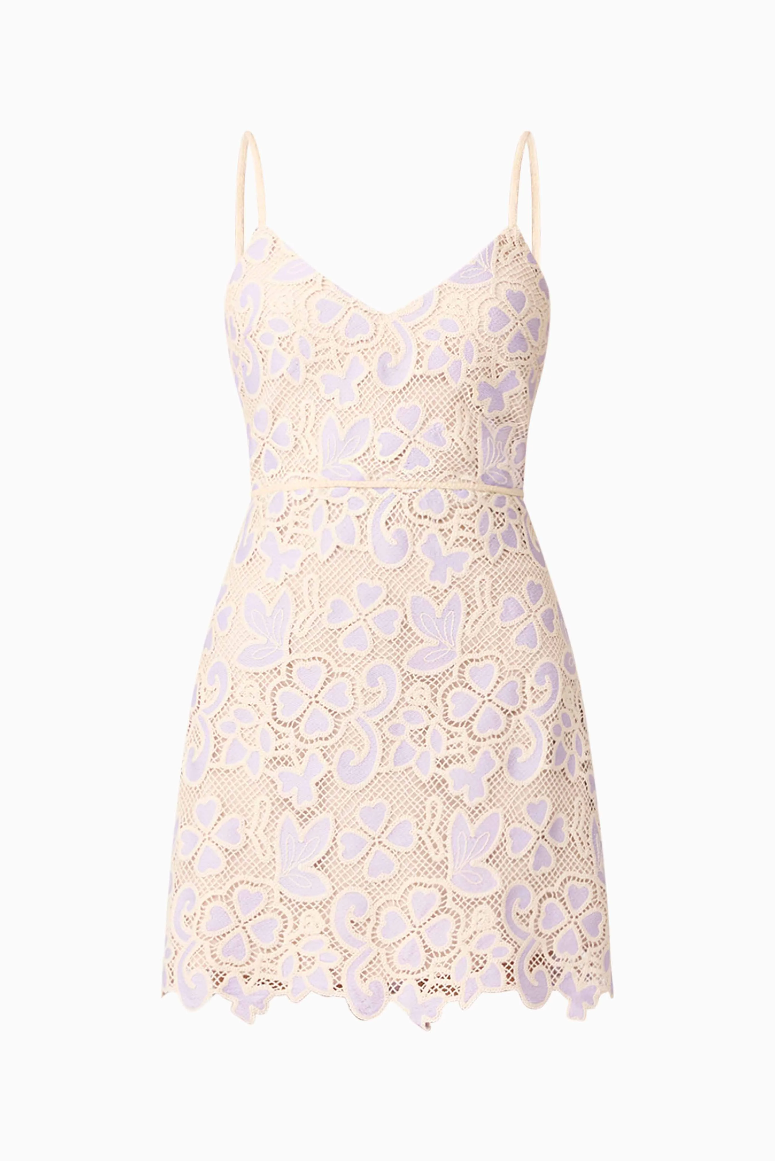 Jasmine Crochet Mini Dress in Purple & Beige