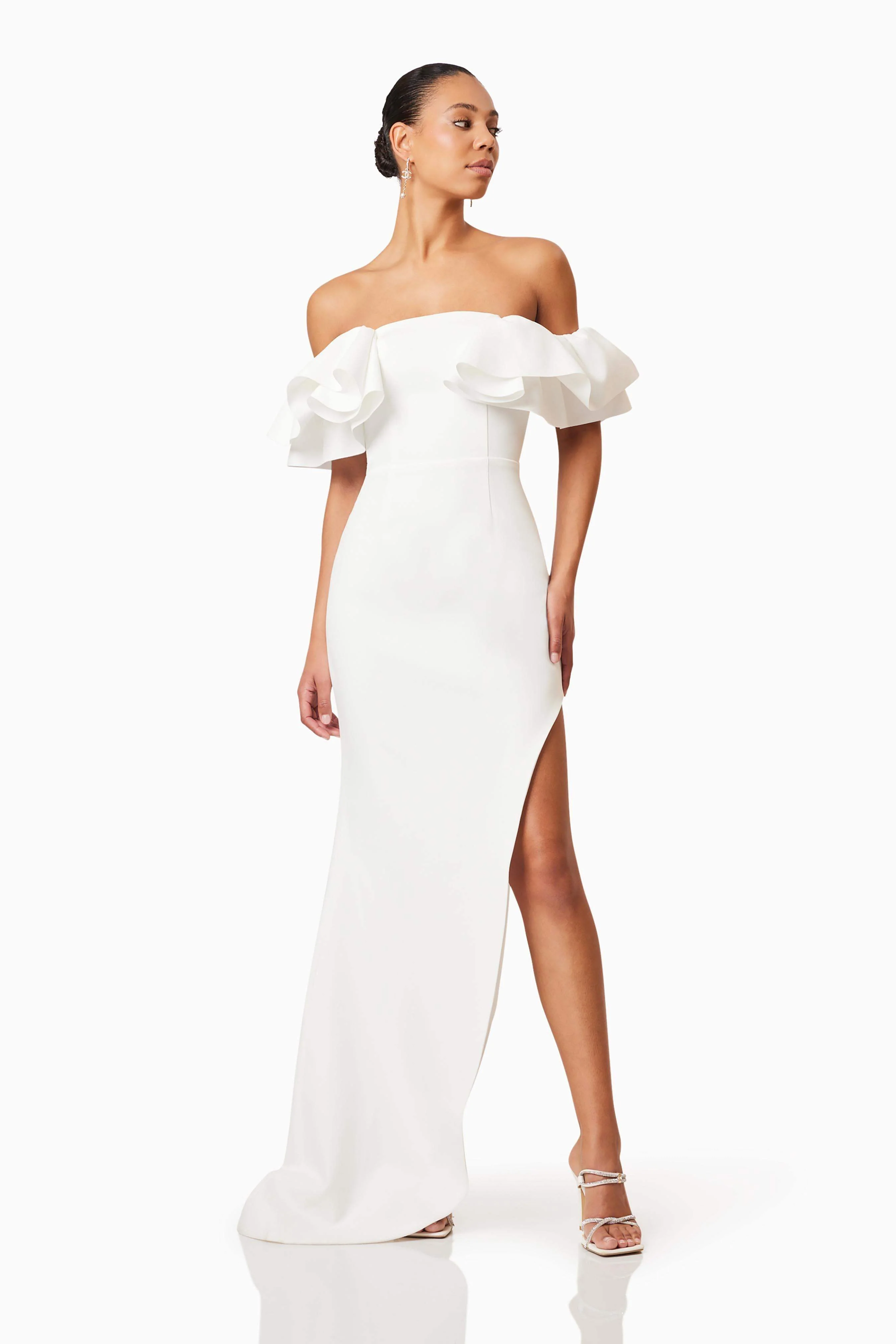 Geranium Hilo Off the Shoulder Dress in White