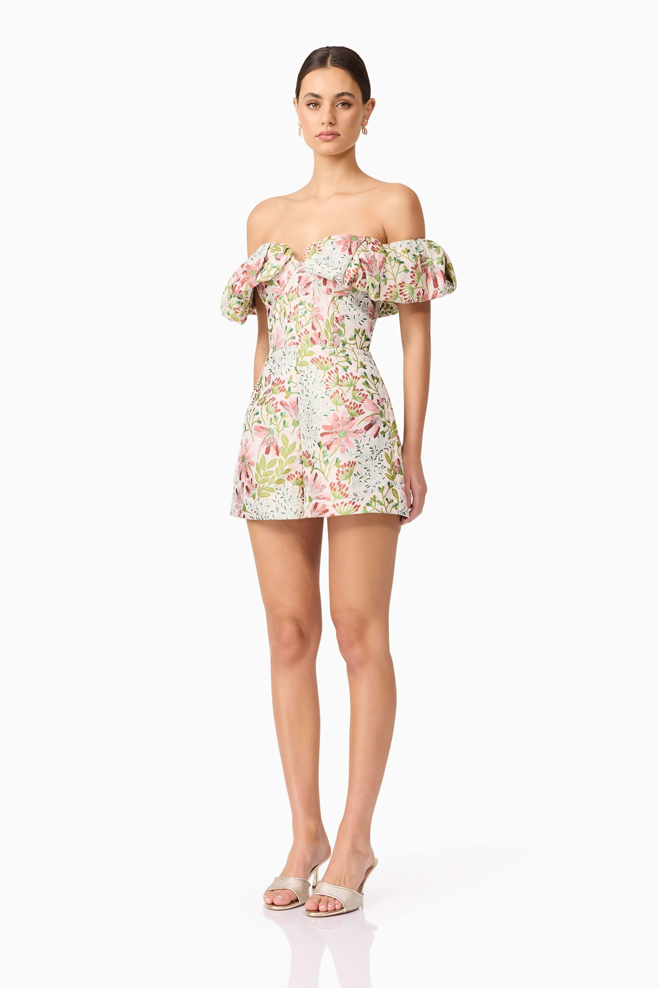 Calaantha Off The Shoulder Romper in Floral