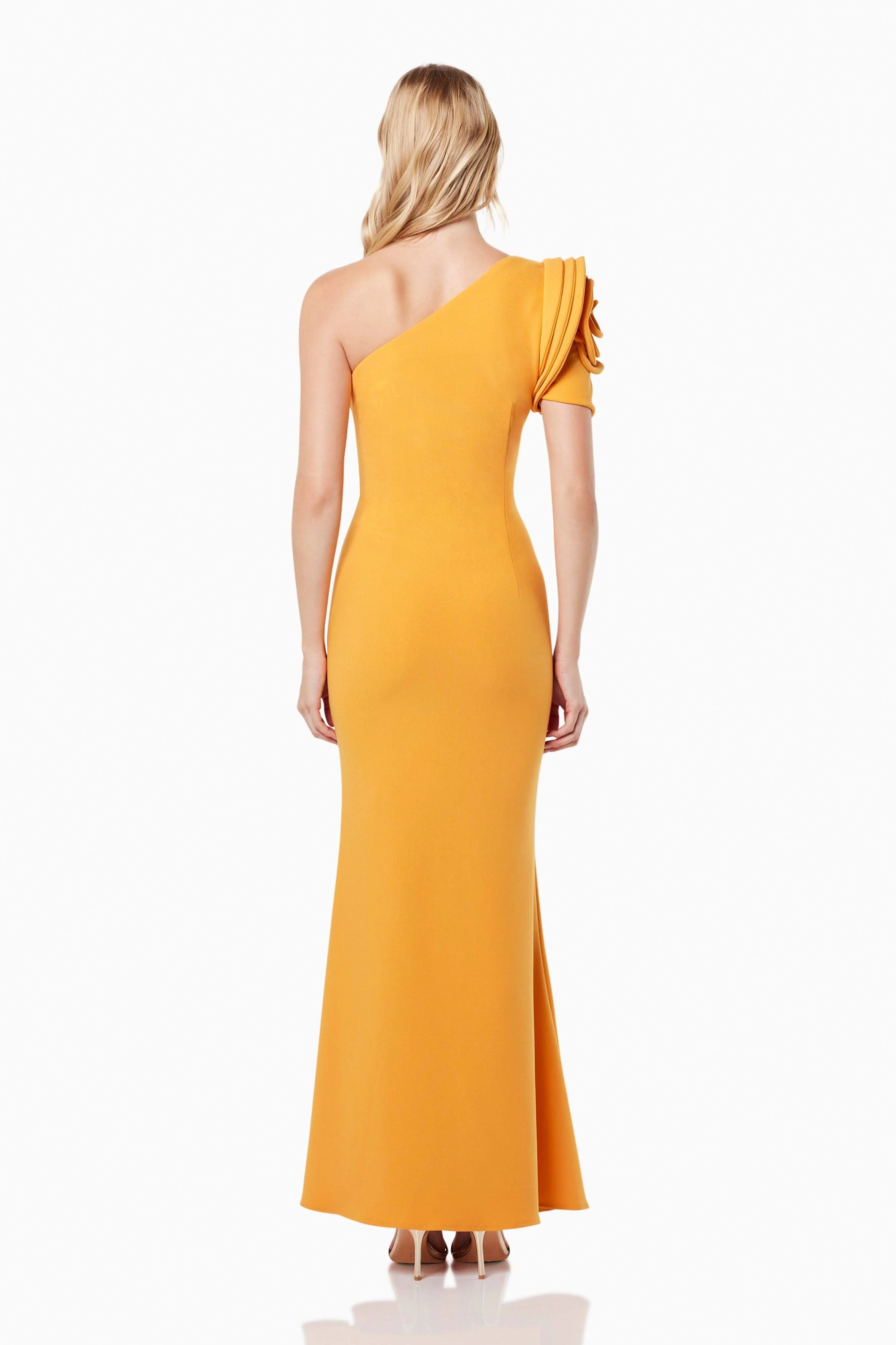 Electronica Rosetta Applique Maxi Dress In Orange