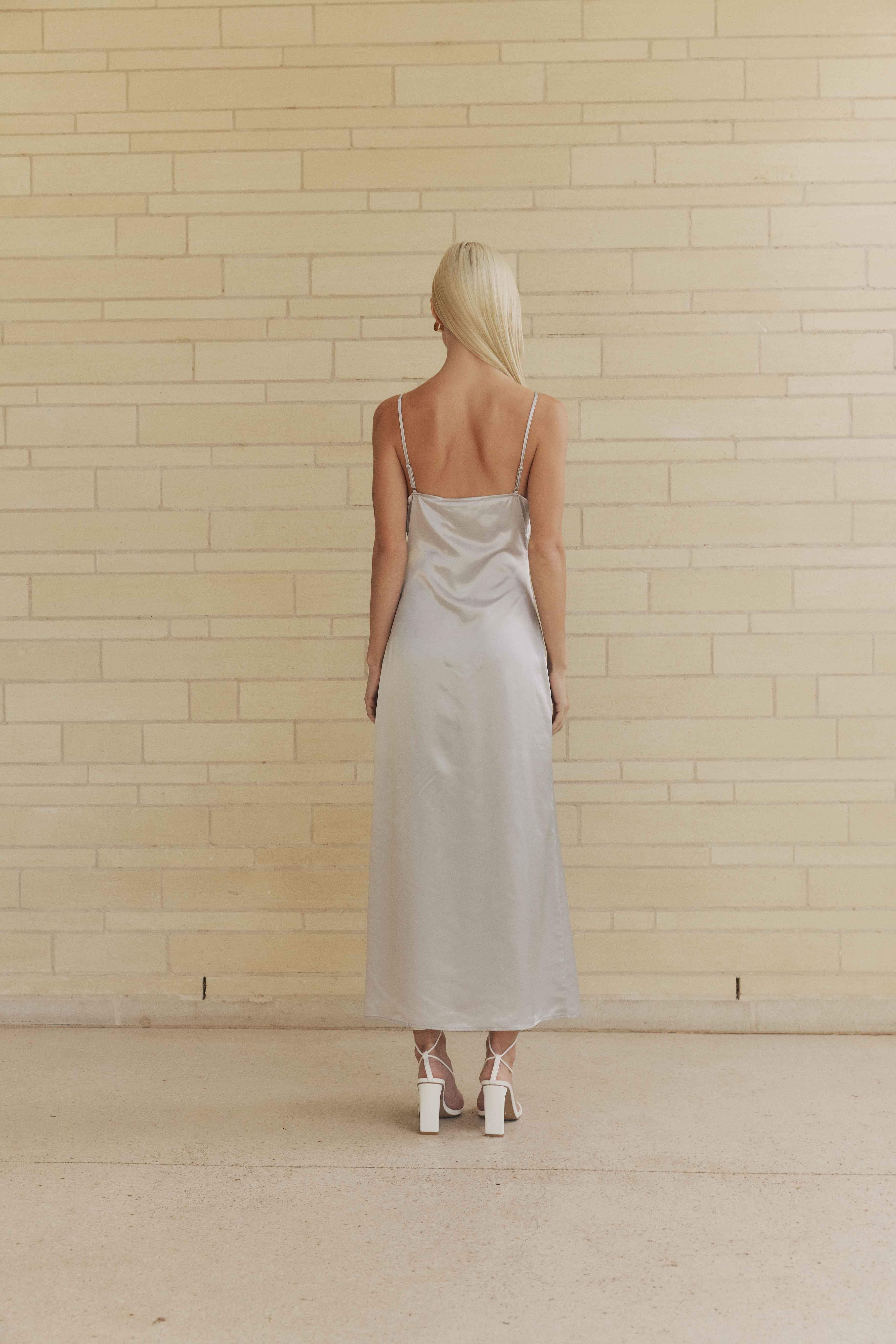 CURAAE Camellia Midi Dress in Silver