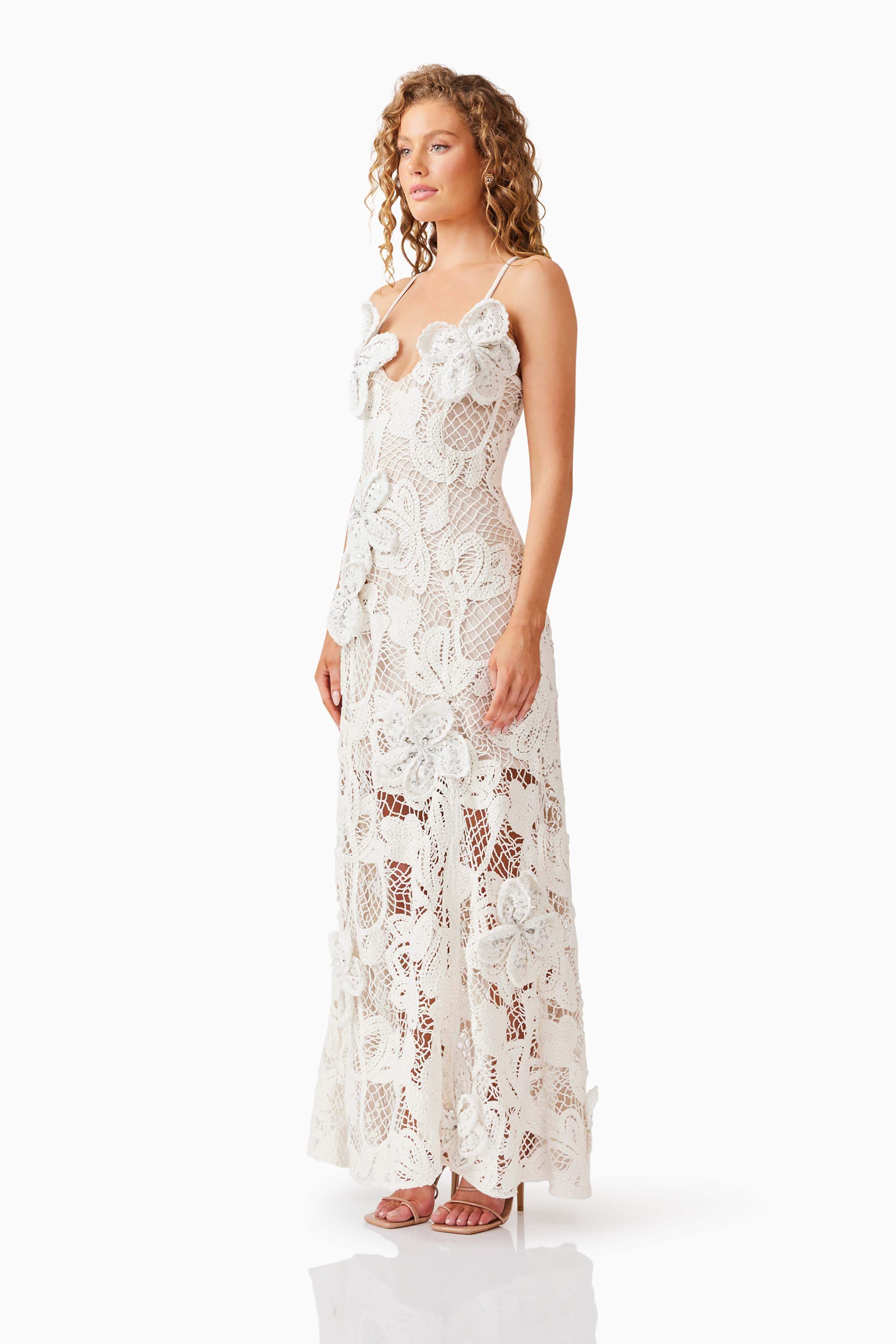 Kyra Crochet Gown in White