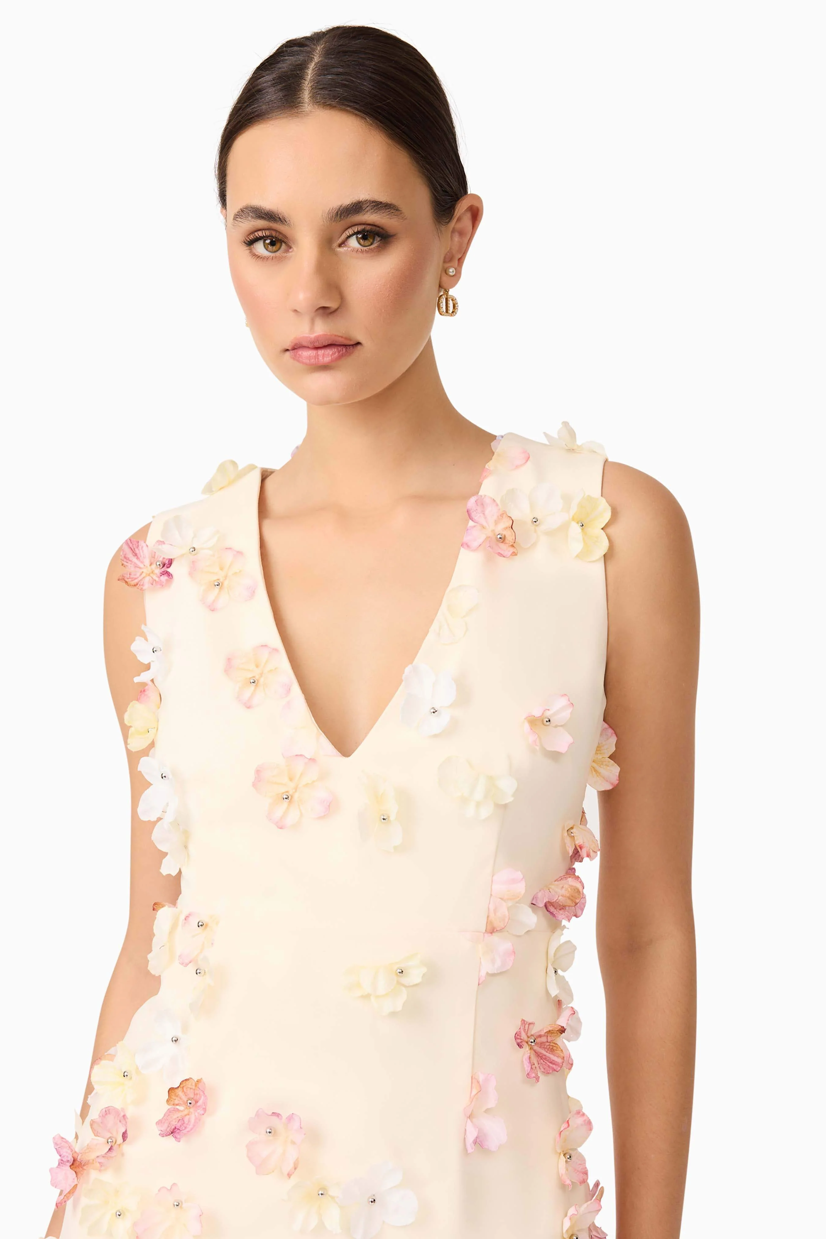 Livia V Neck Mini Dress in Yellow