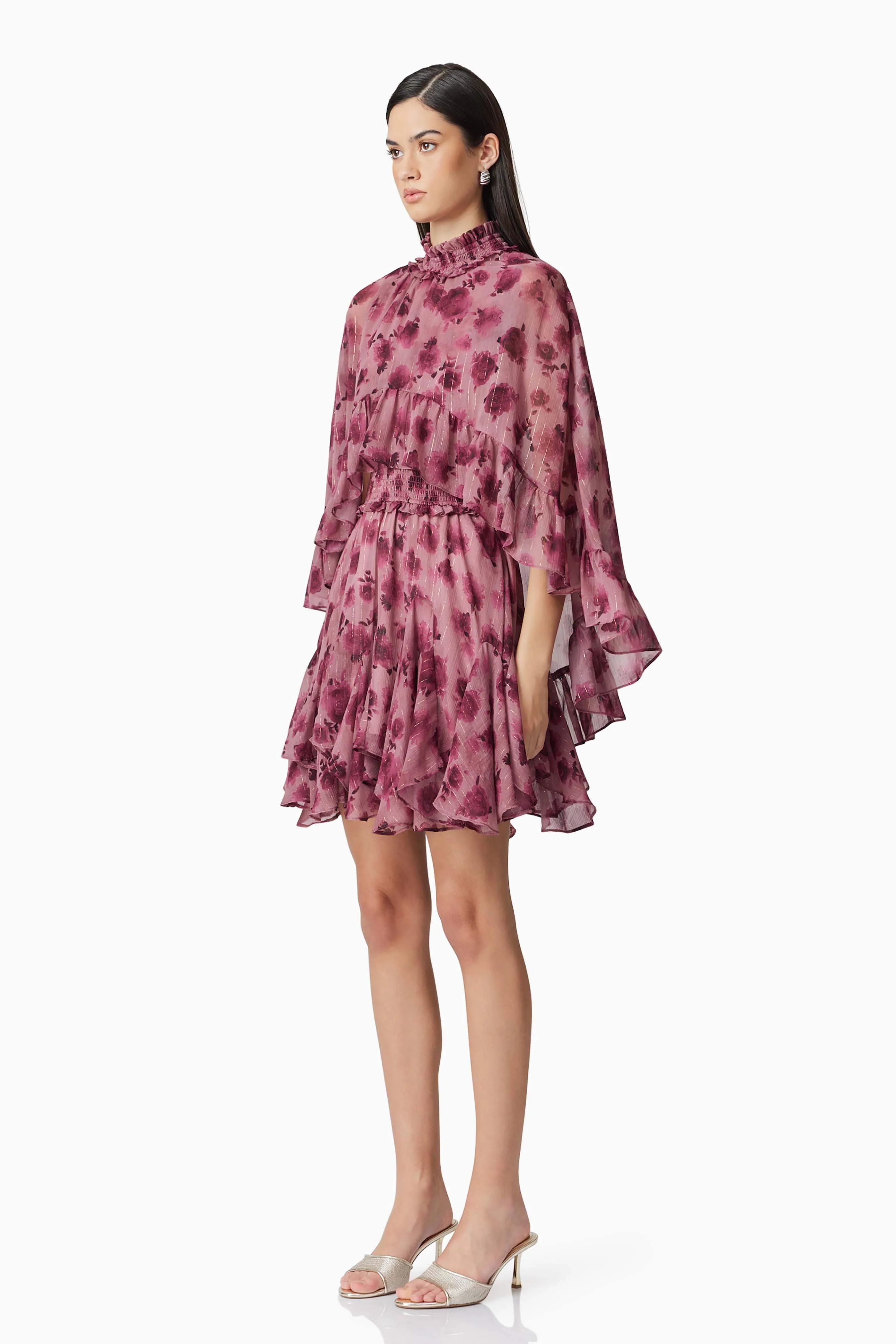 Monica Cape Mini Dress in purple