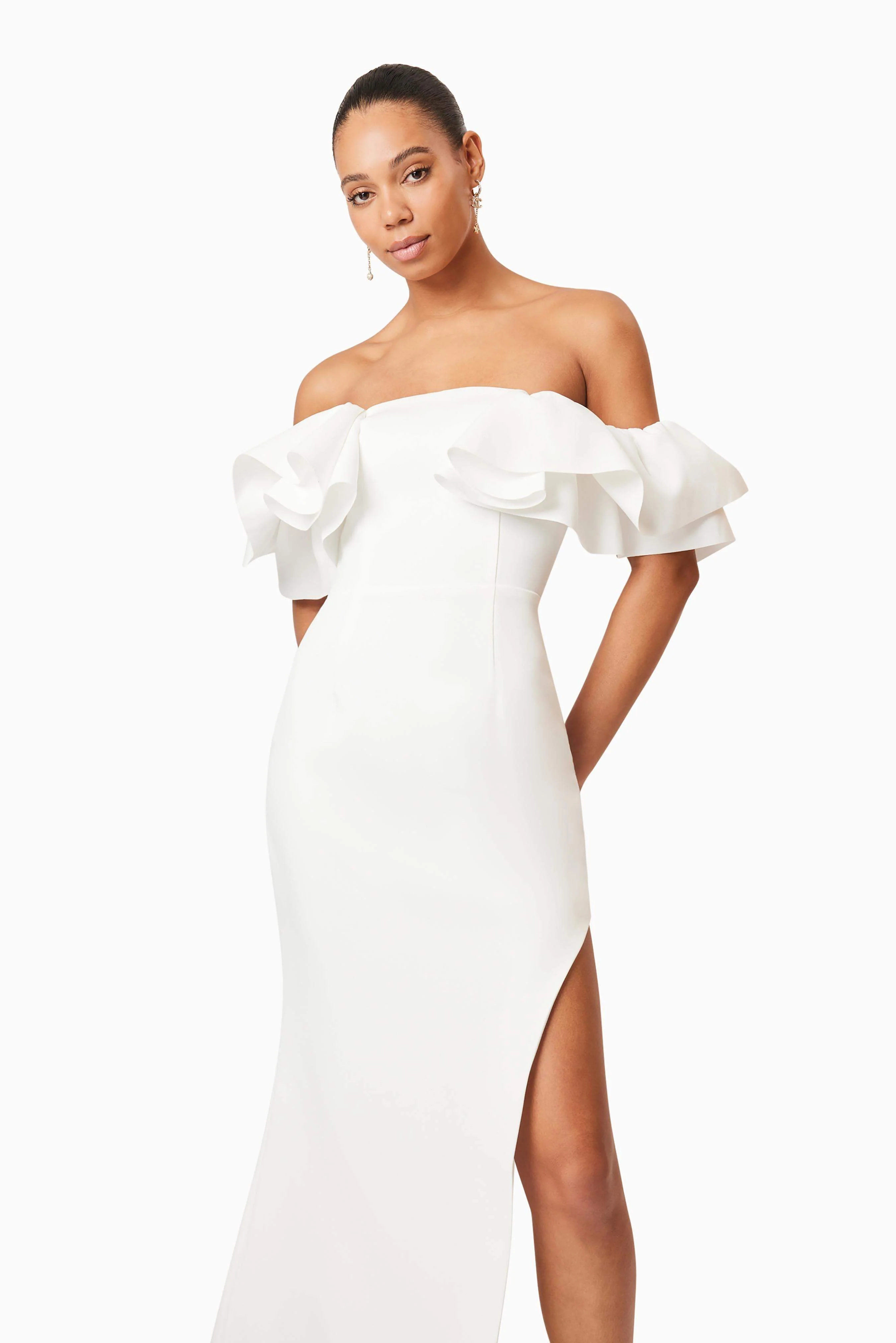 Geranium Hilo Off the Shoulder Dress in White