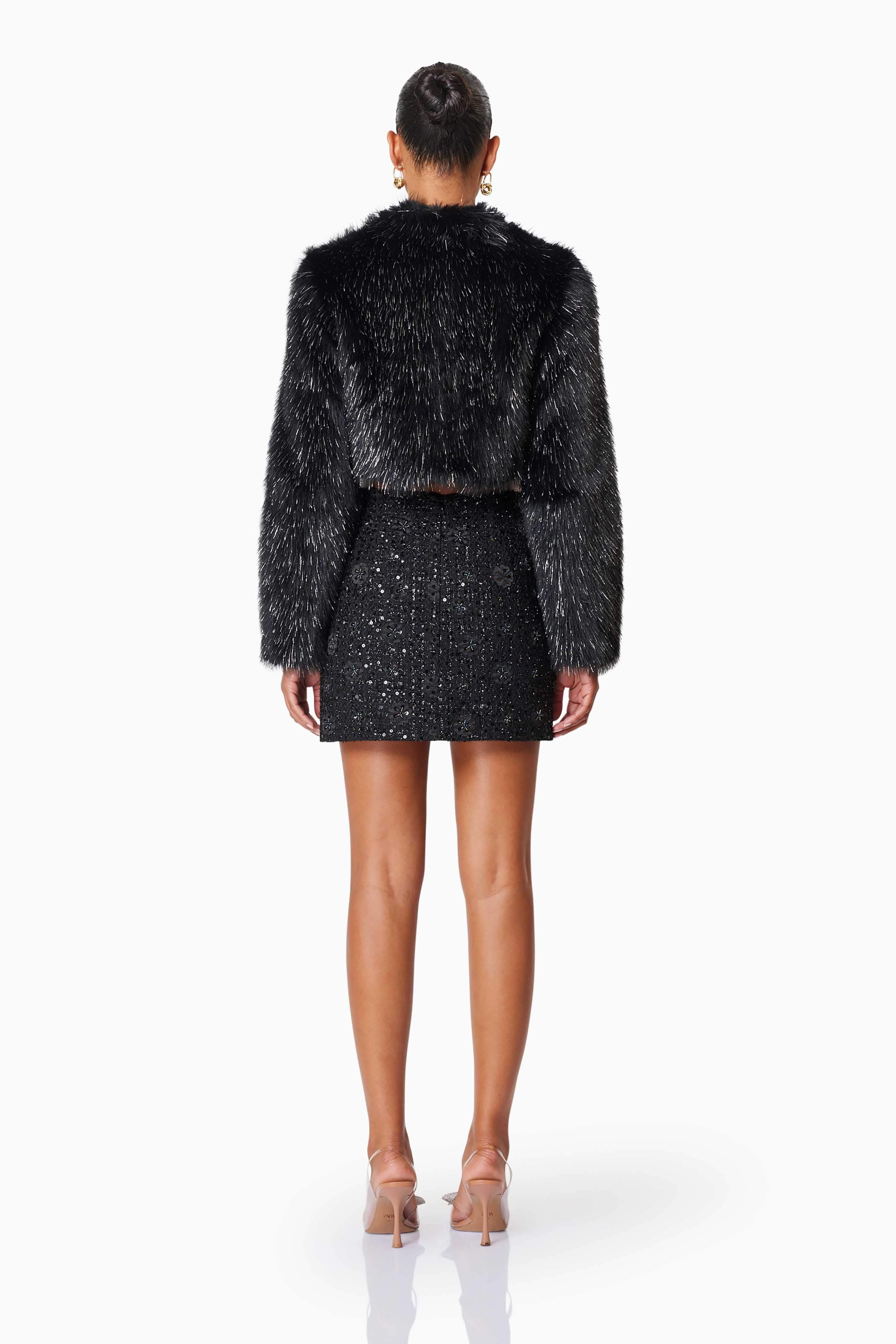 Cosette Faux Fur Jacket In Black