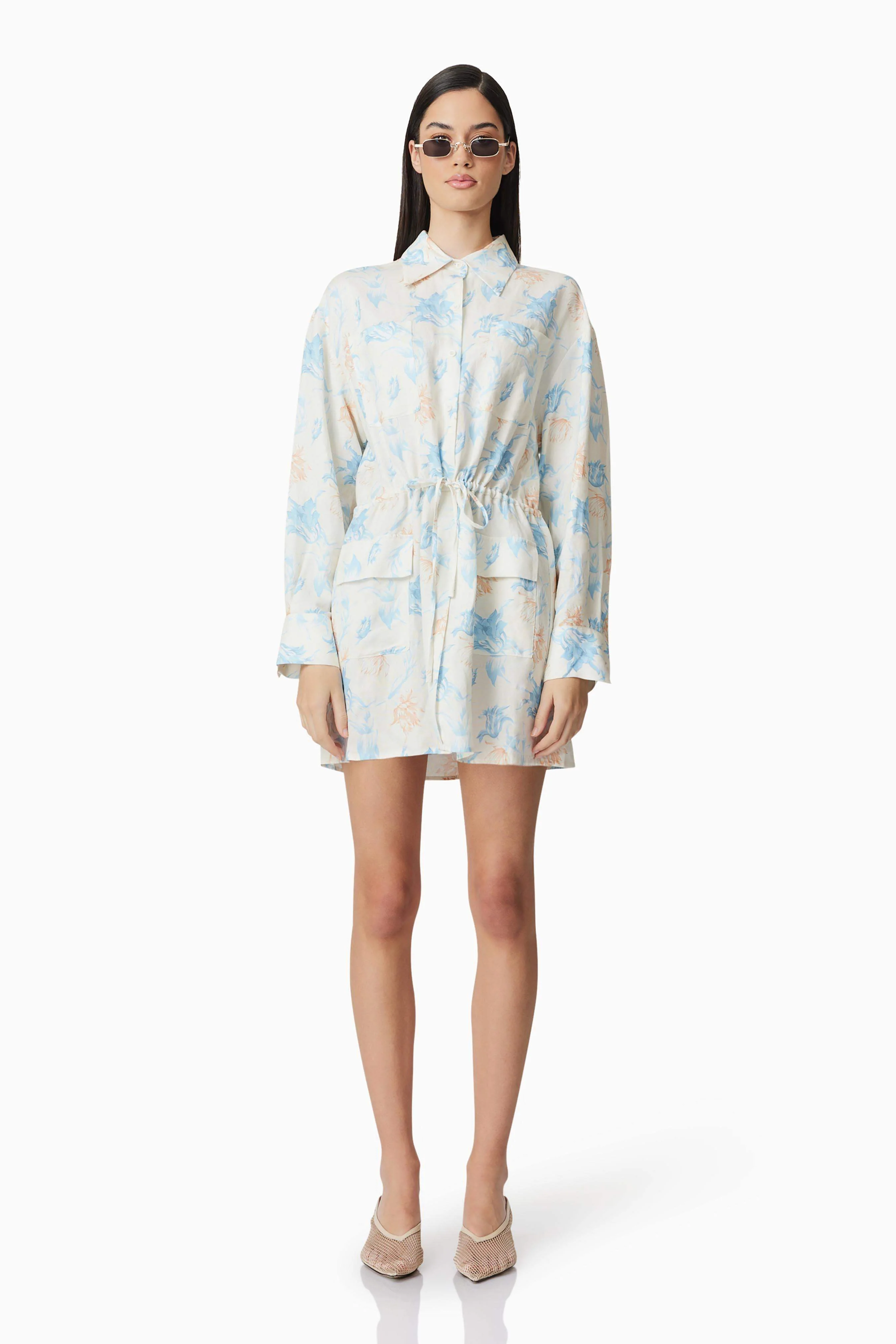 CURAAE Esther Floral Mini Shirt Dress