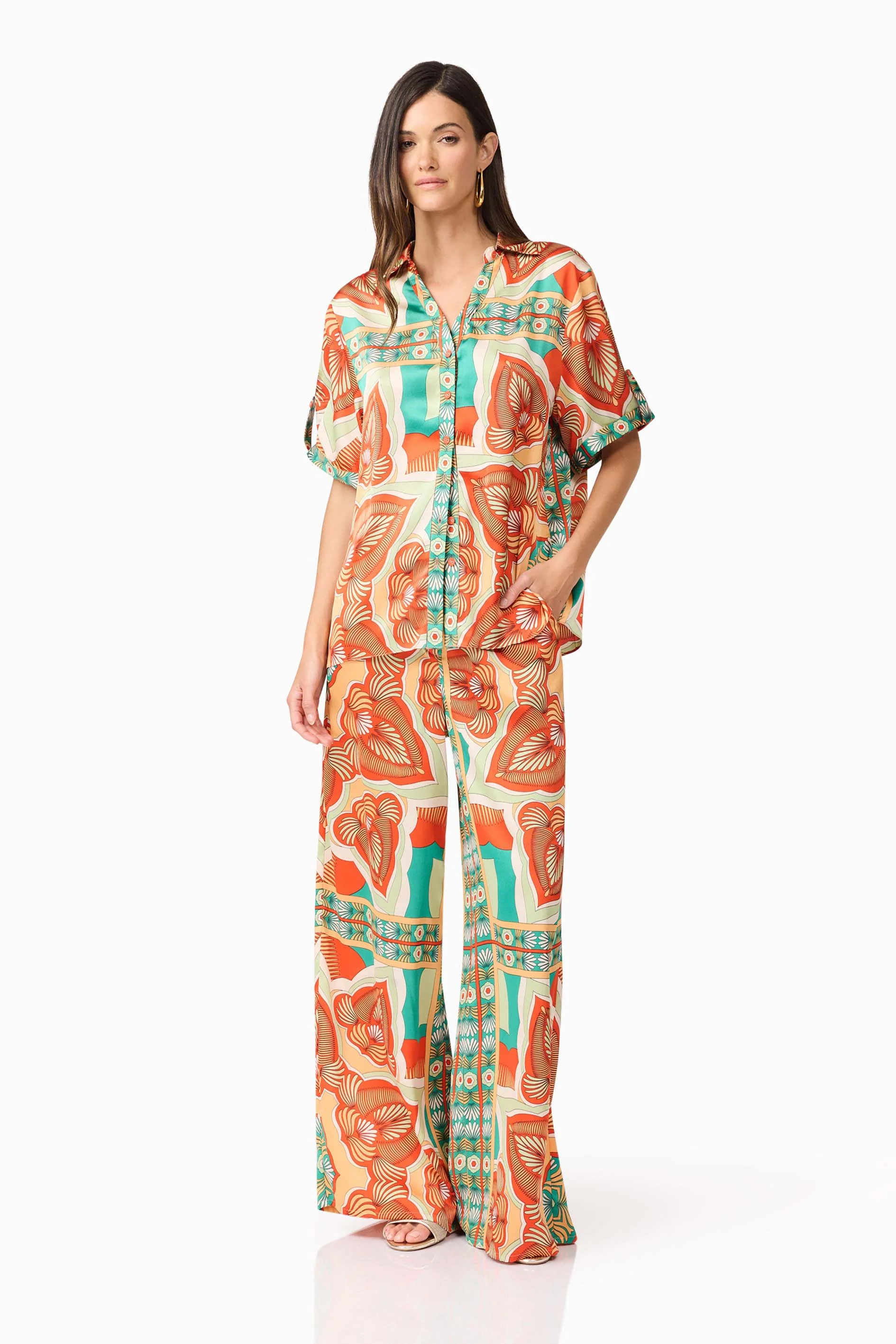 Neomi Satin Set in Orange