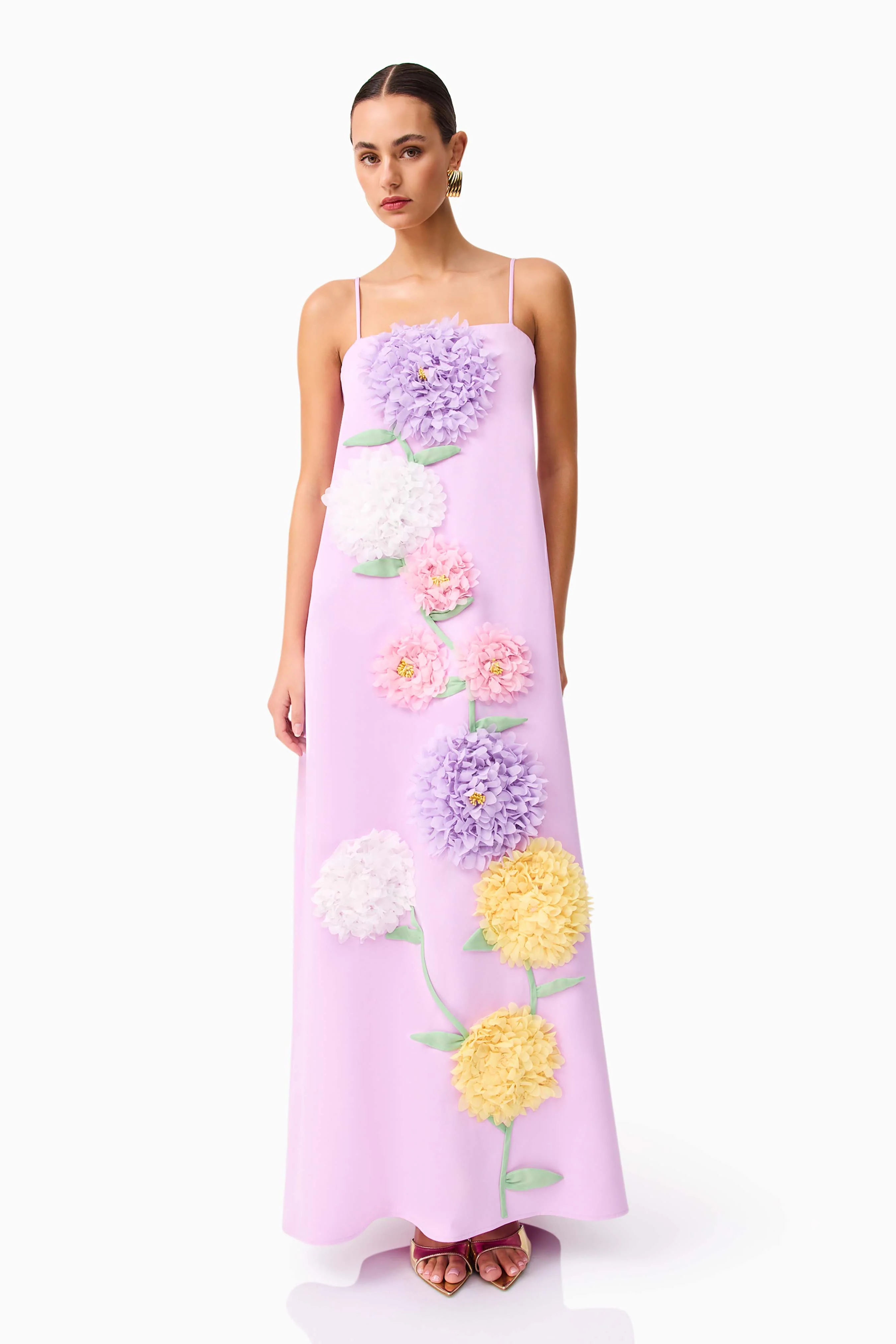 Buttercup Embroidered Maxi Dress in Purple