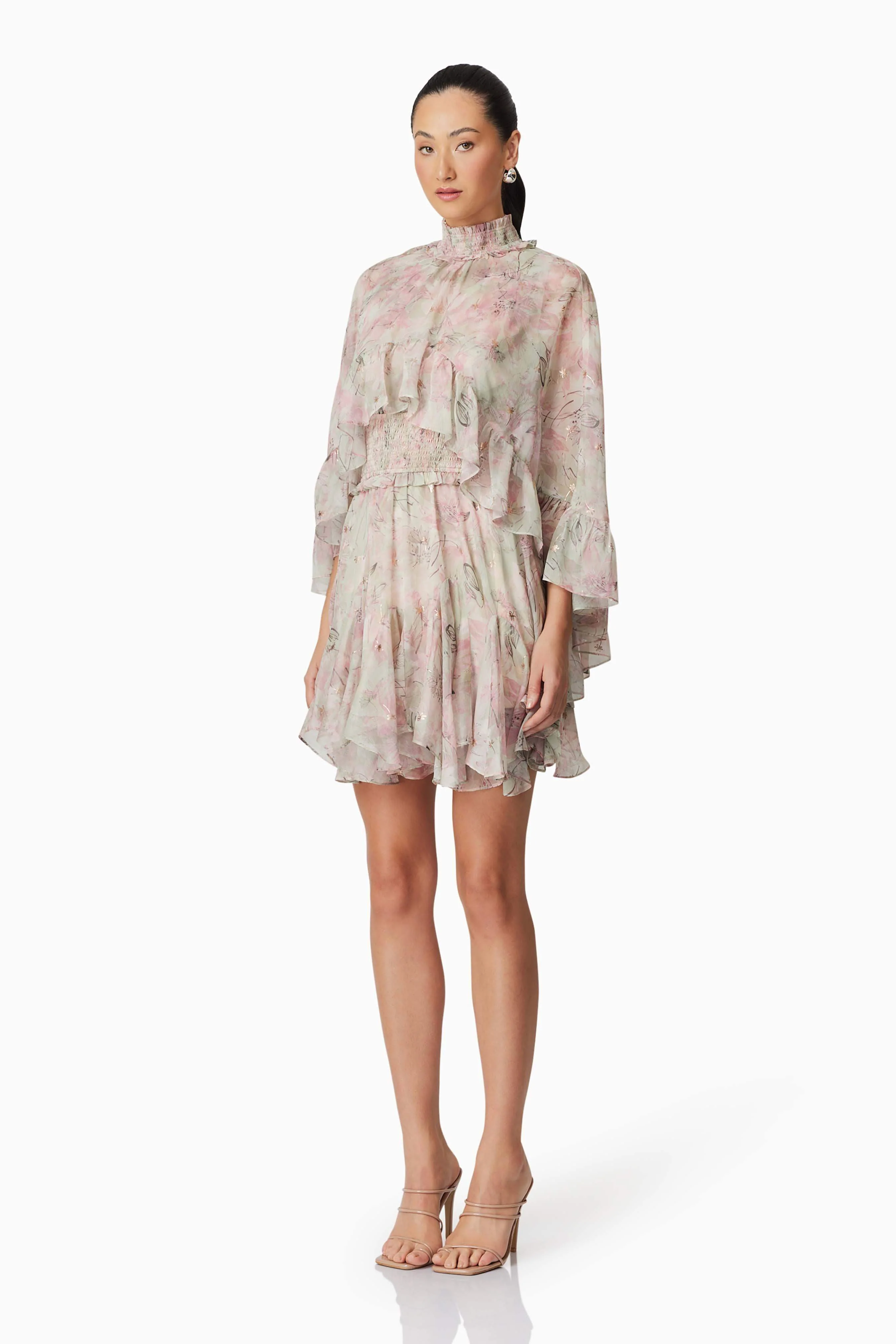 Monica Cape Mini Dress in Floral