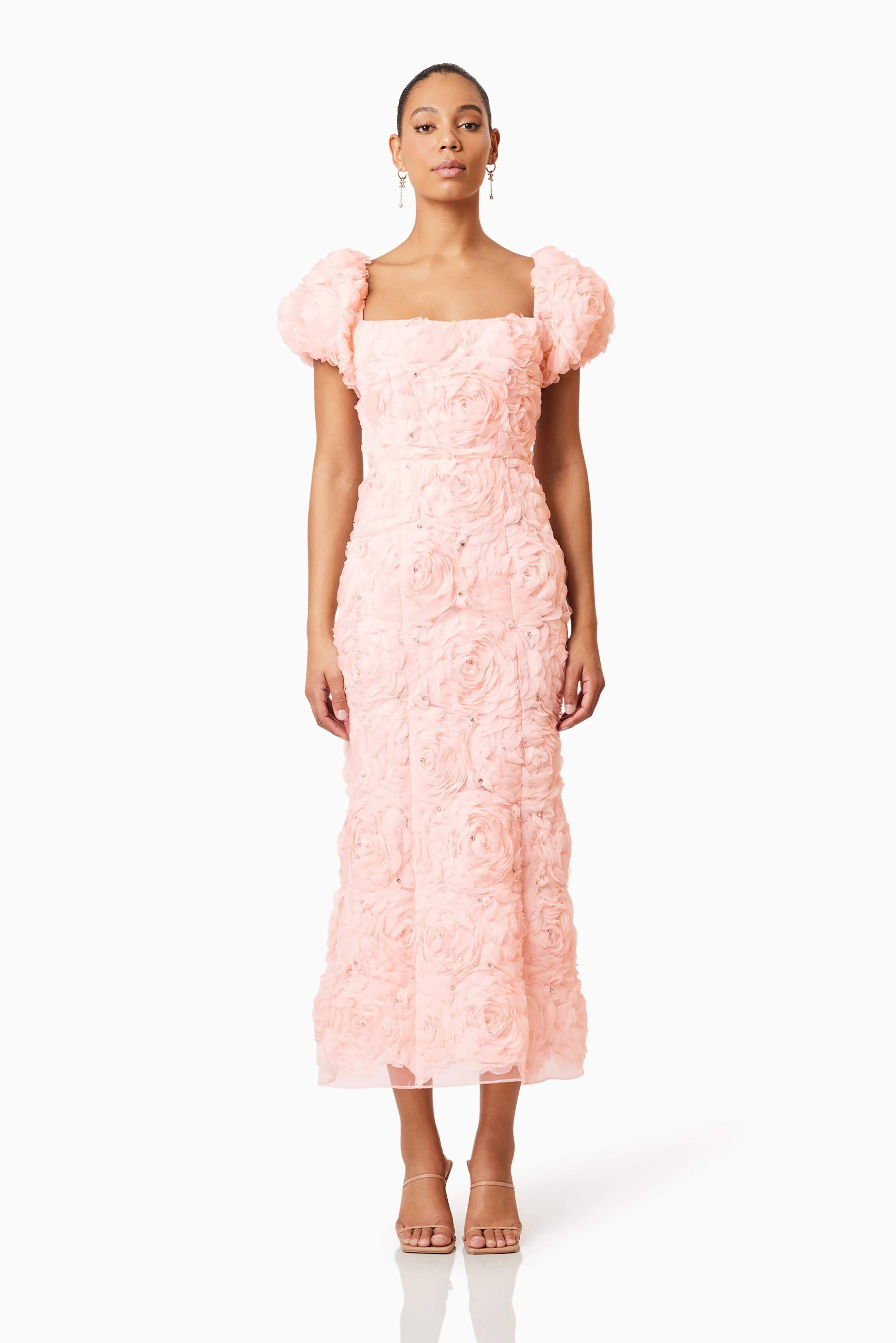 Rosella 3D Midi Dress in Pink
