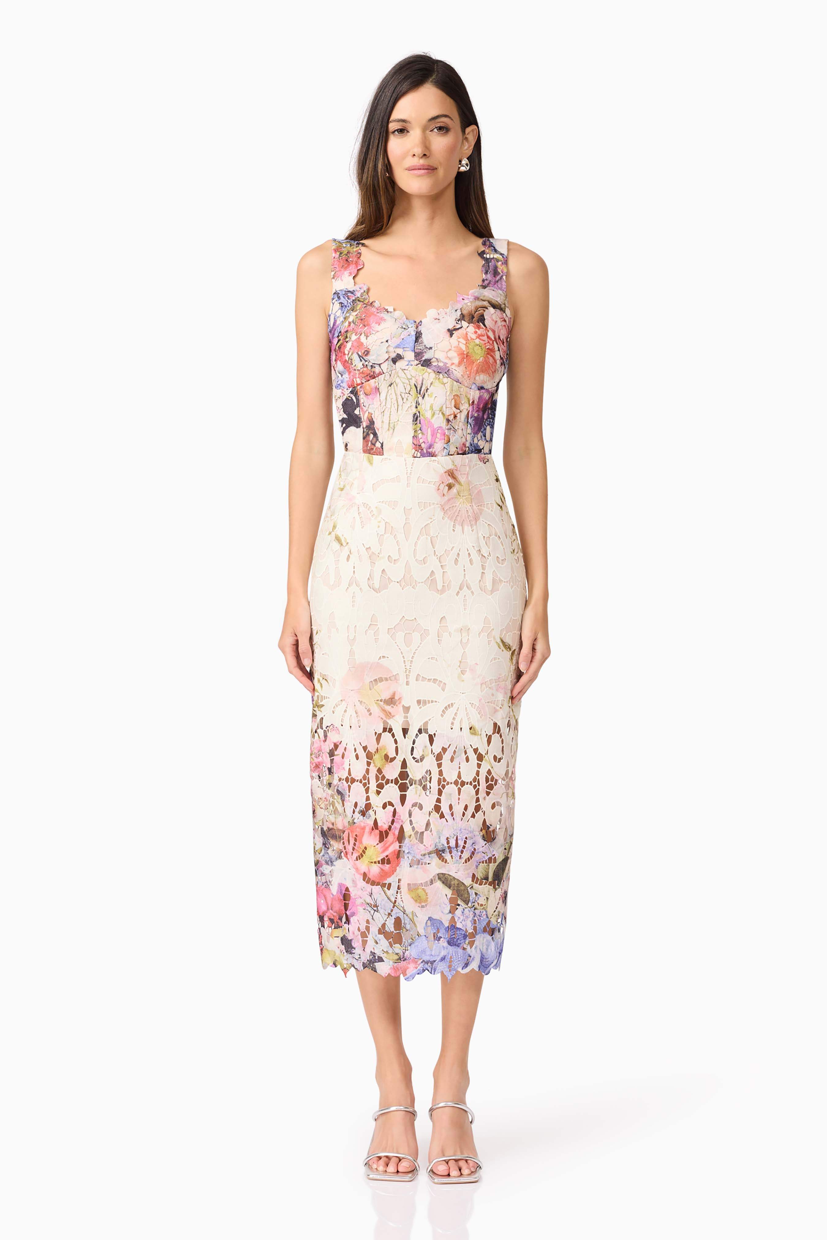 Matila Lace Midi Dress in Floral