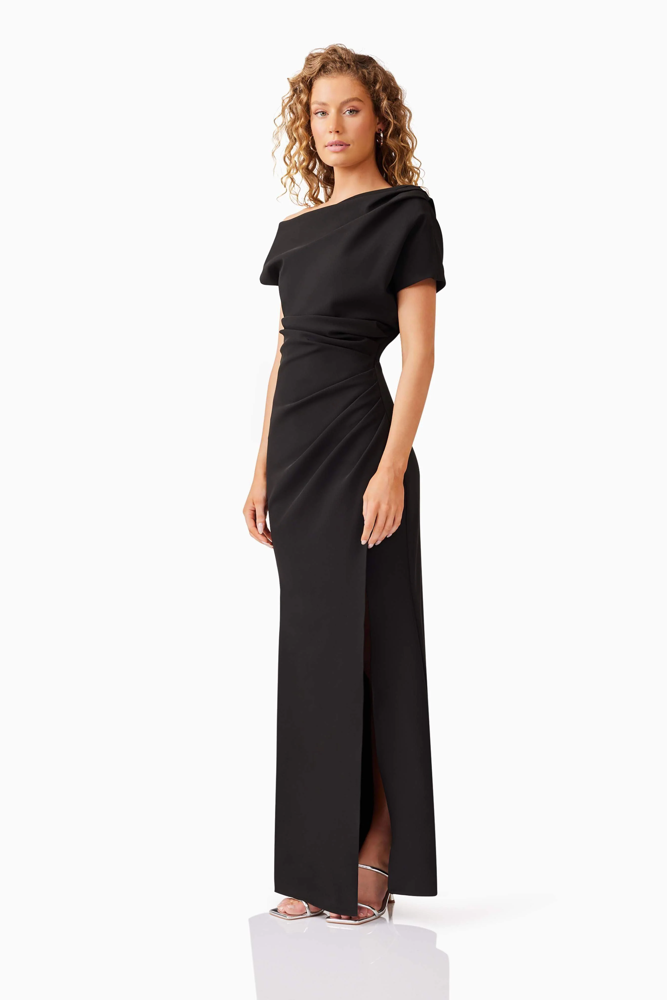 Kourtney Asymmetrical Maxi Dress in Black