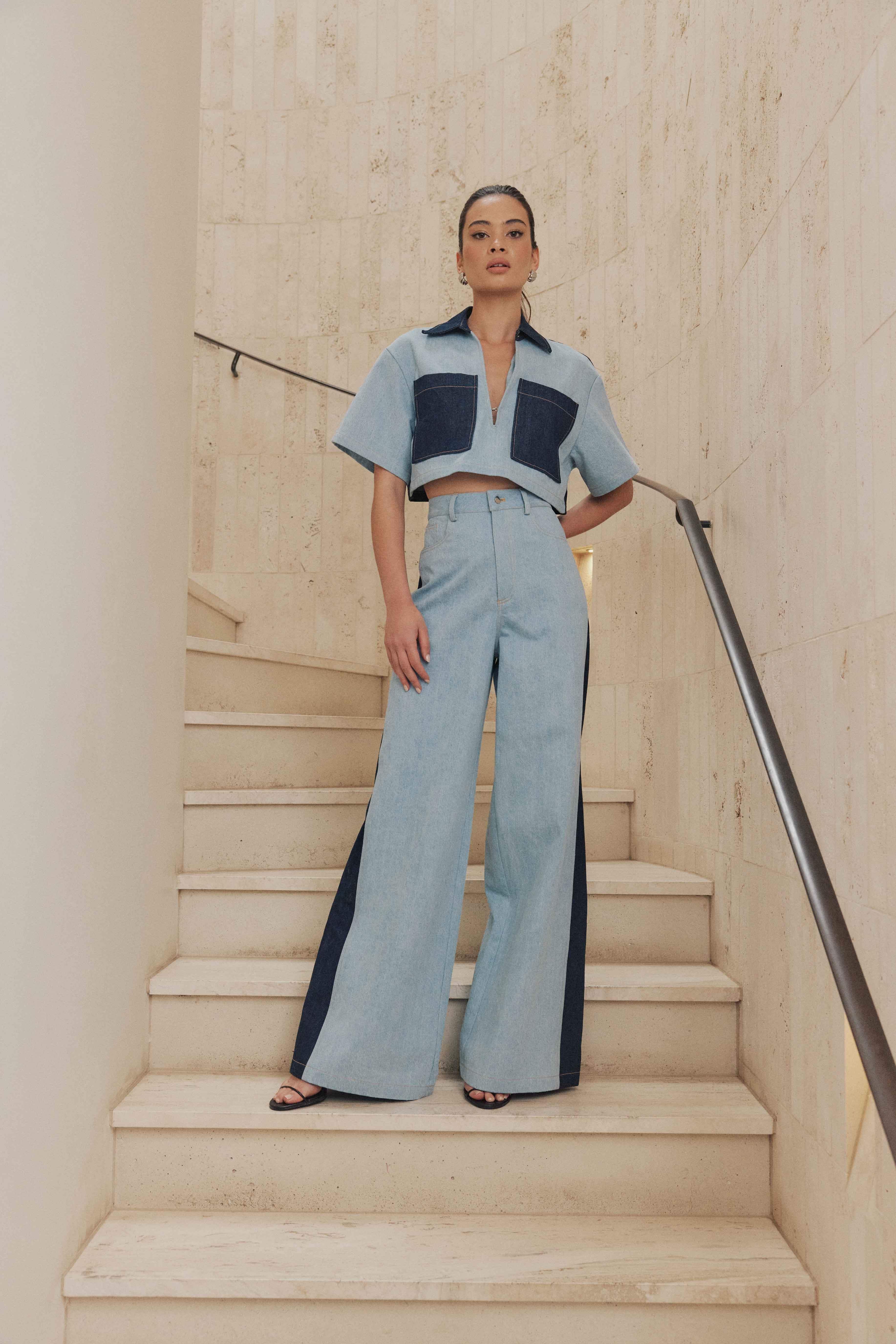 CURAAE Hugo Crop Top in Denim