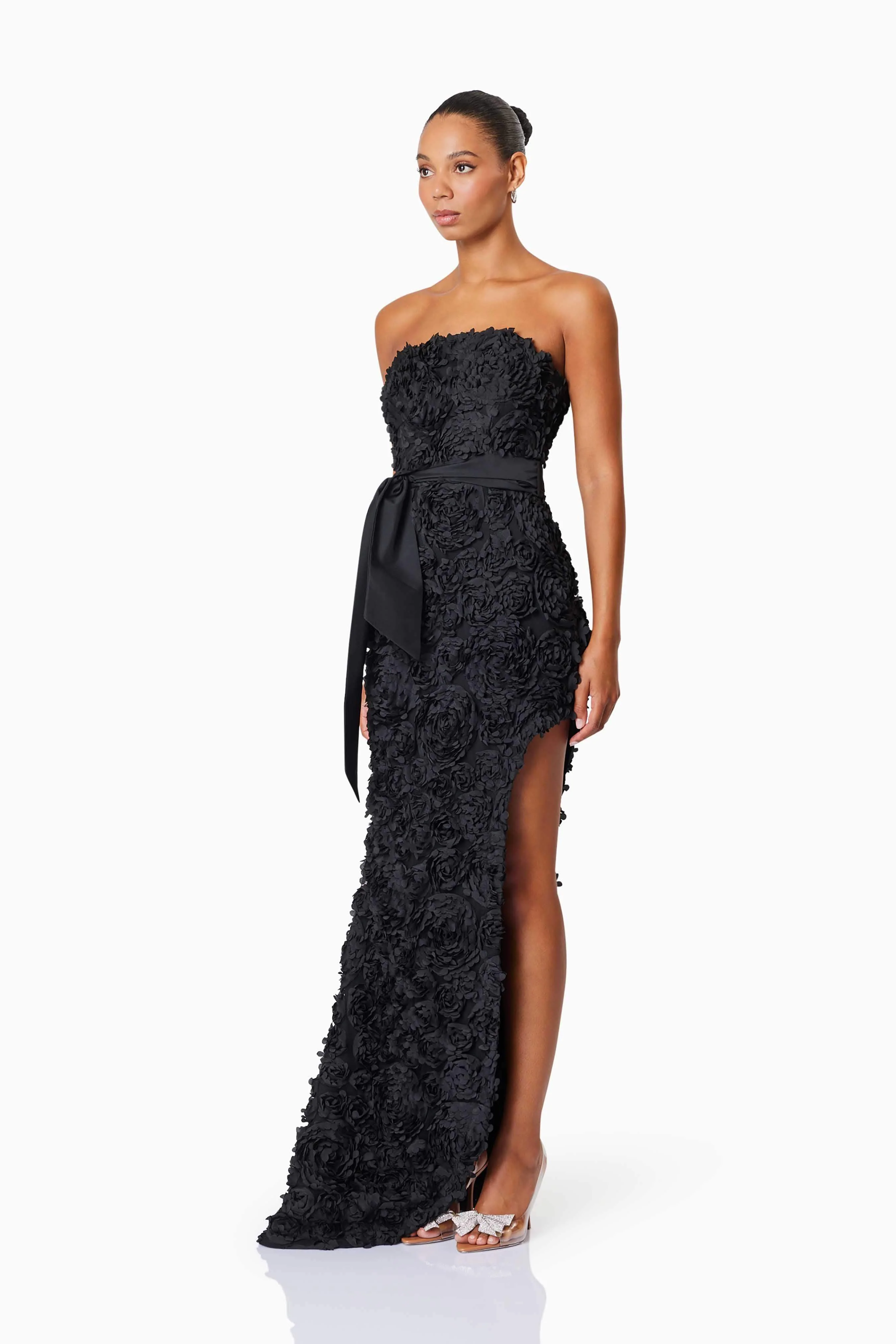 Megan Strapless Maxi Gown In Black