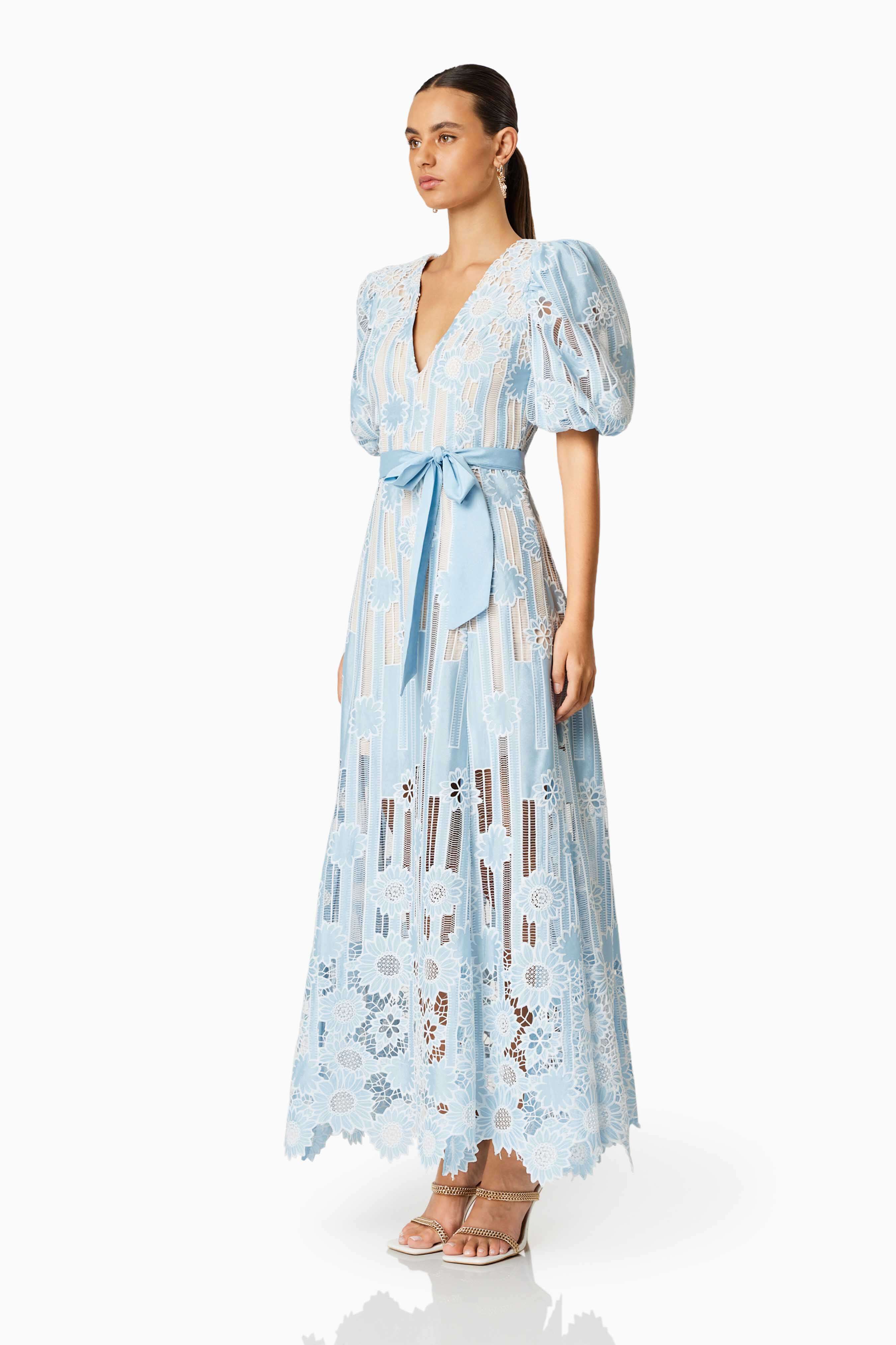 Whirlwind Puff Sleeve Maxi Dress