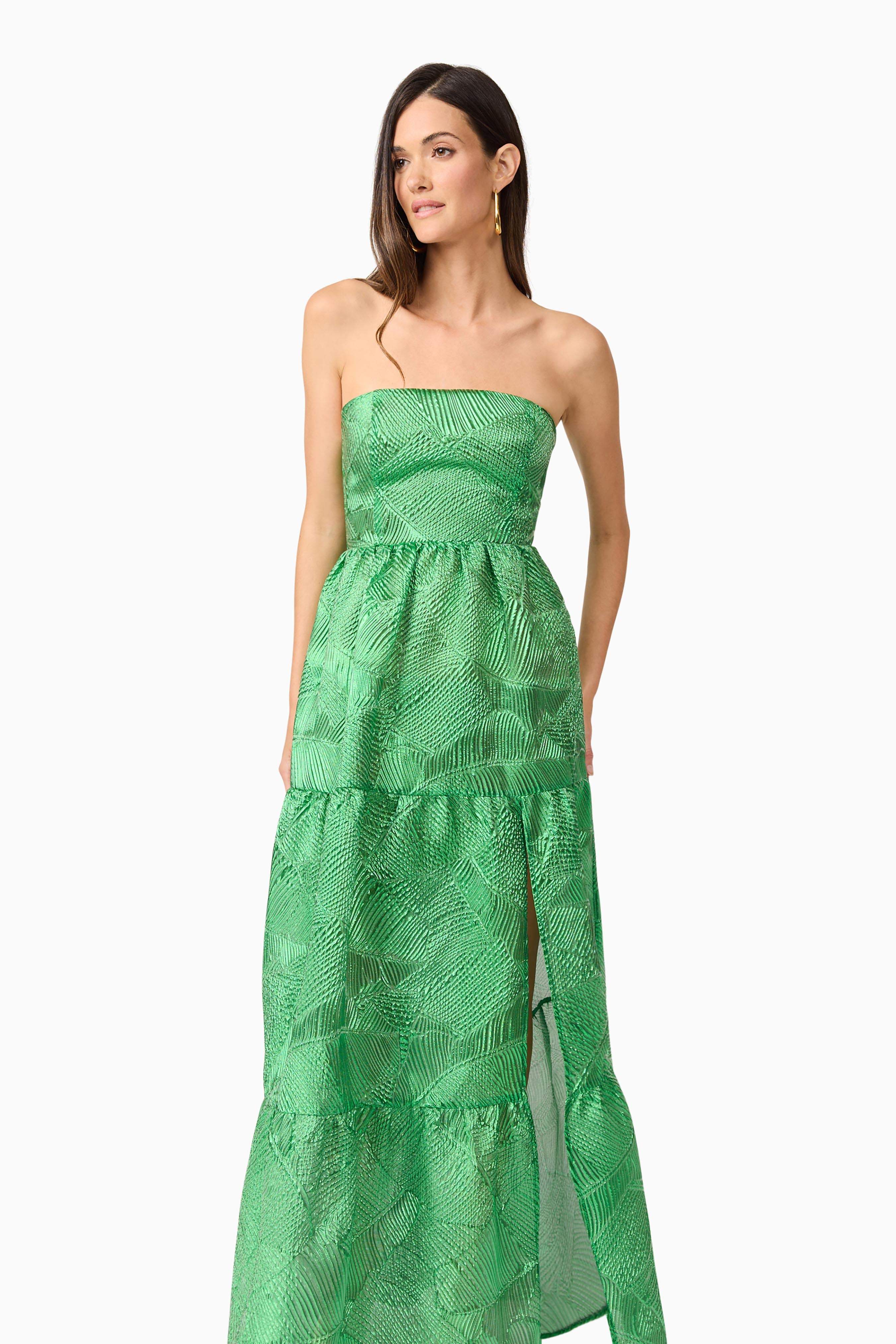 Ginnifer Strapless Maxi Dress in Green