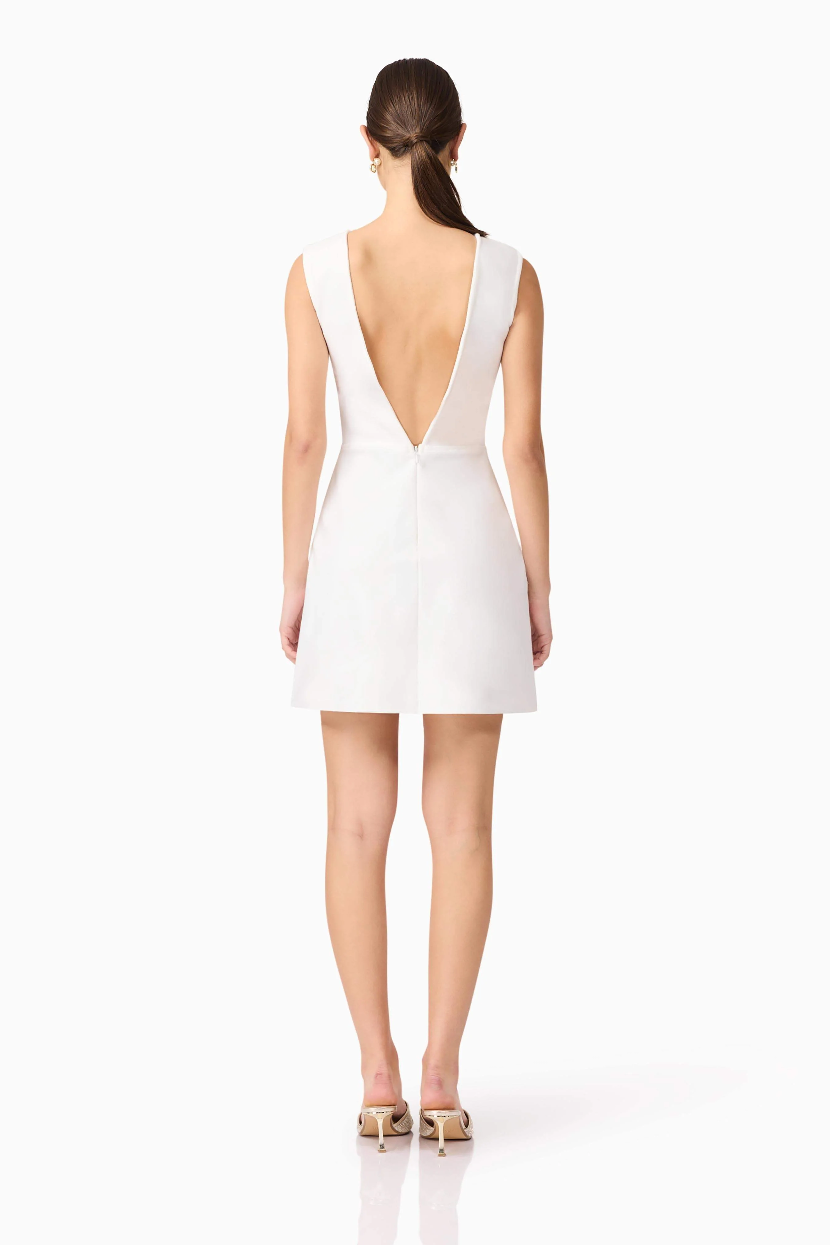 Celina Low Back Mini Dress in White