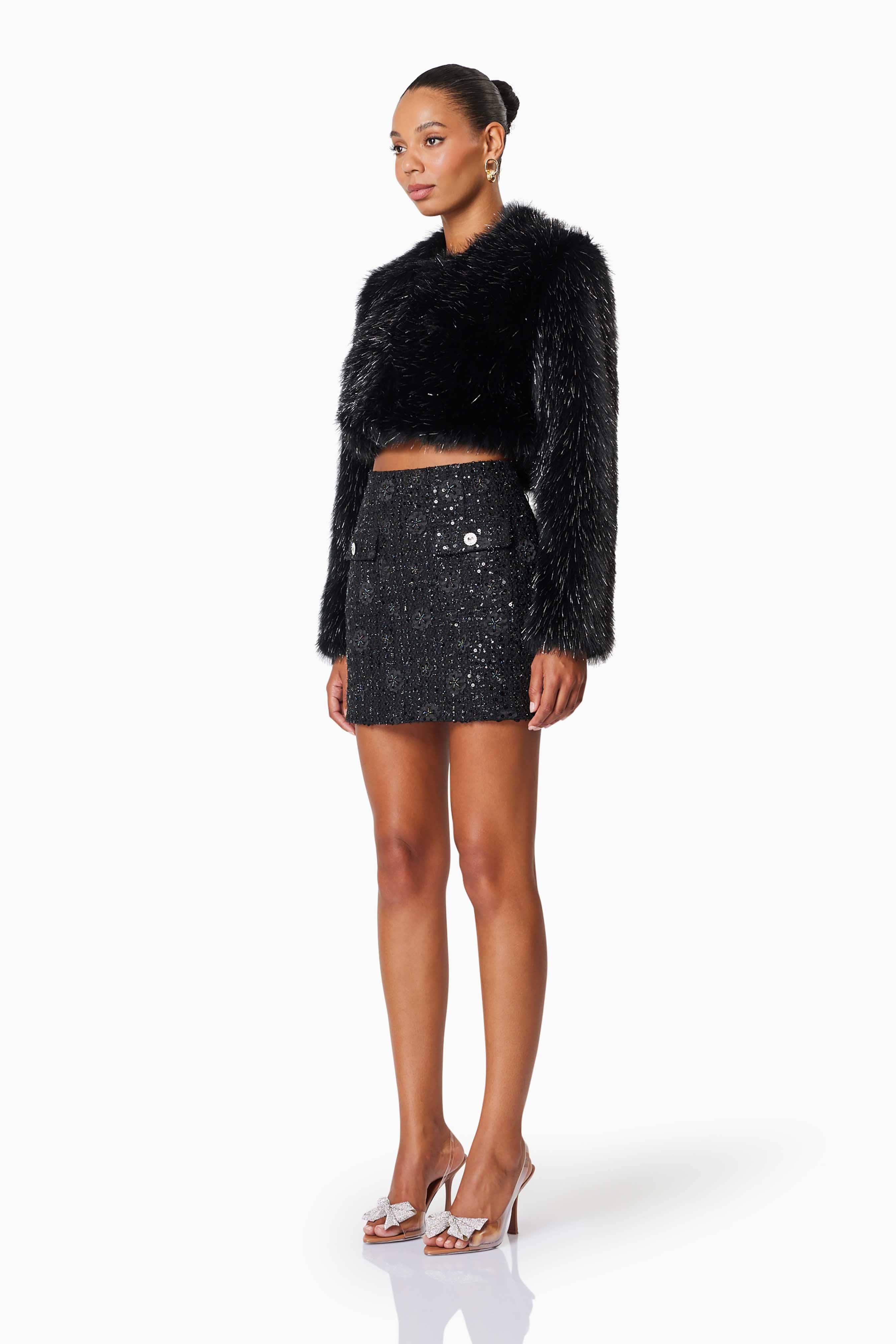 Cosette Faux Fur Jacket In Black