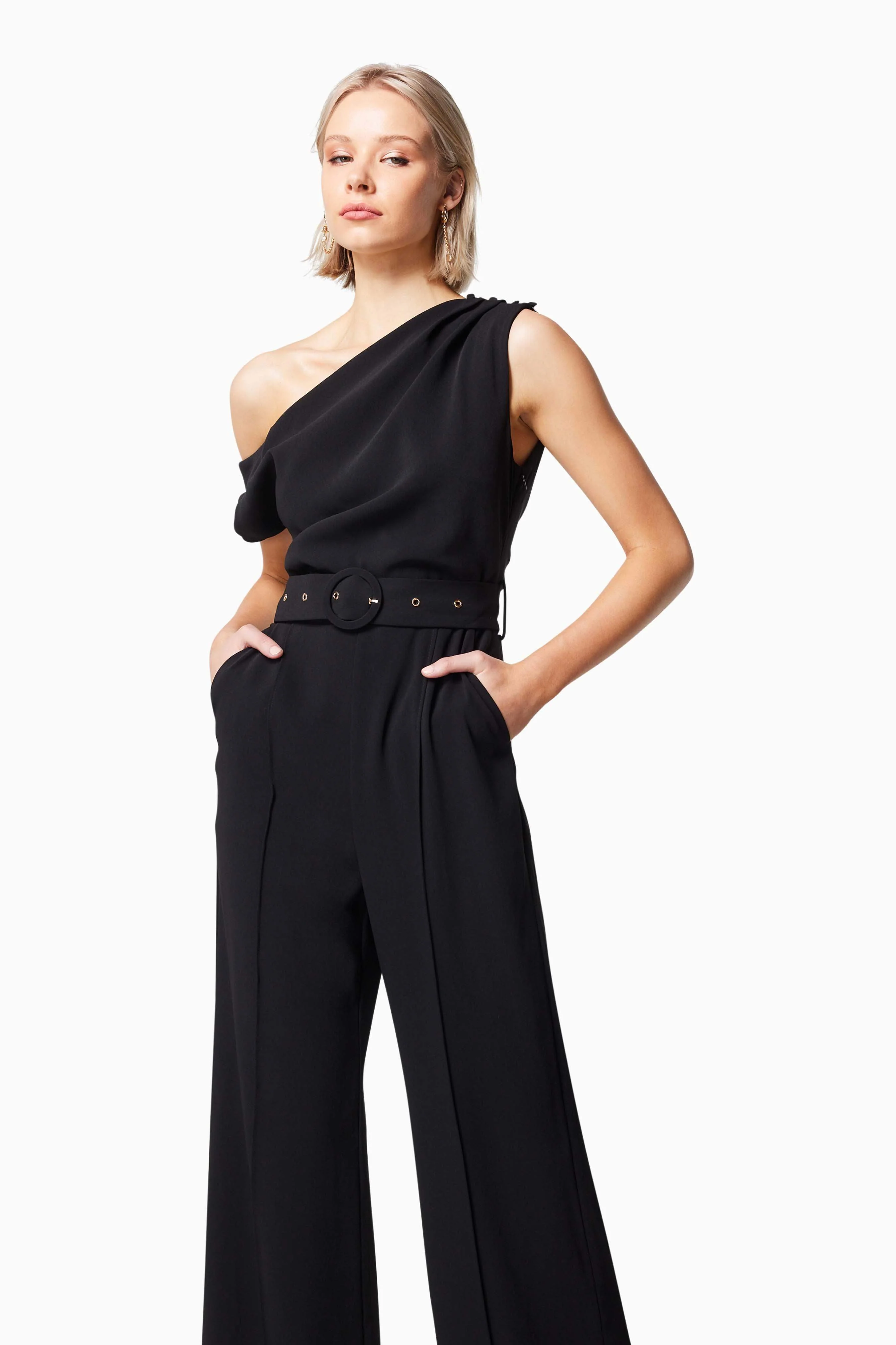 Elba Asymmetrical Jumpsuit in Black