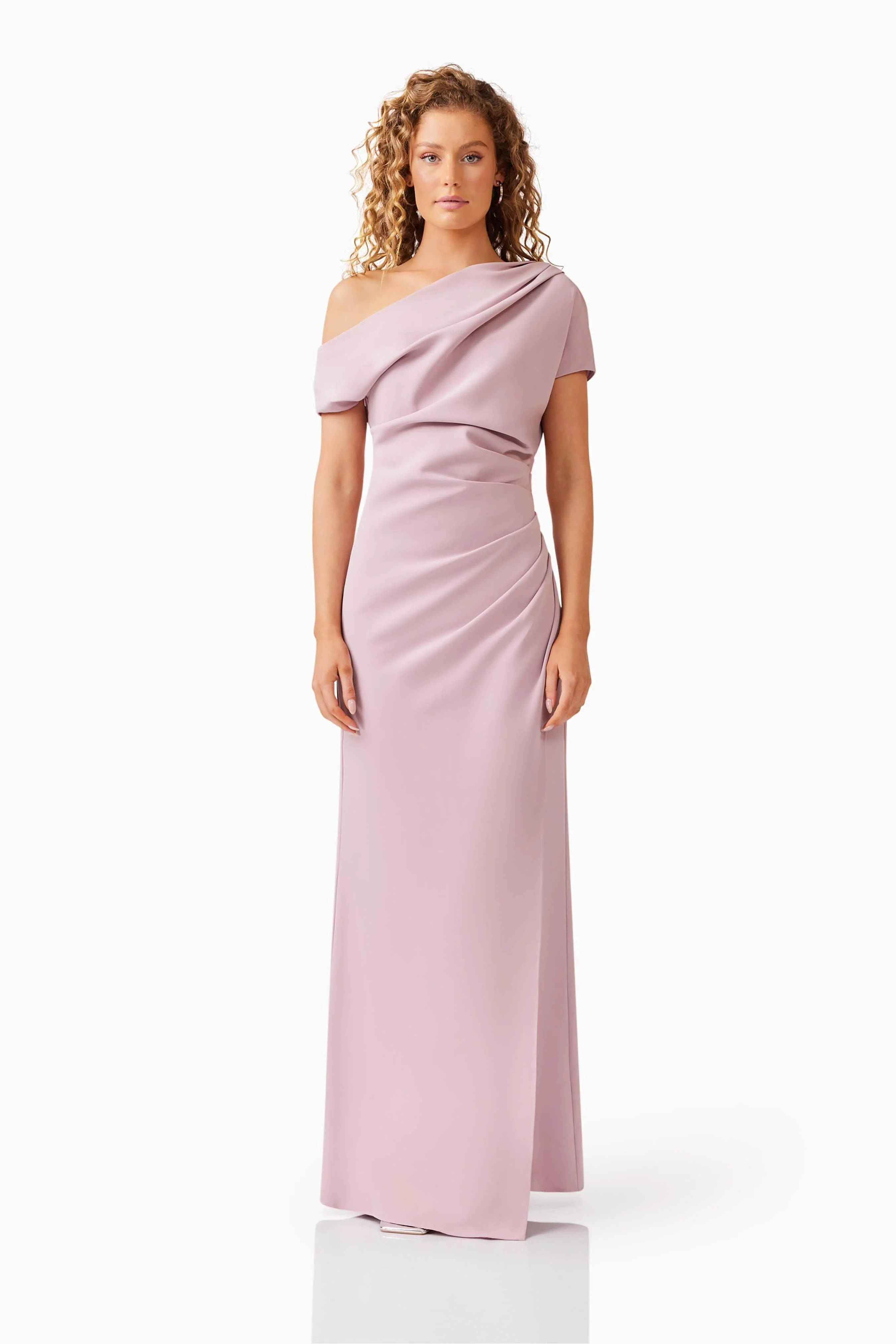 Kourtney Asymmetrical Maxi Dress in Pink