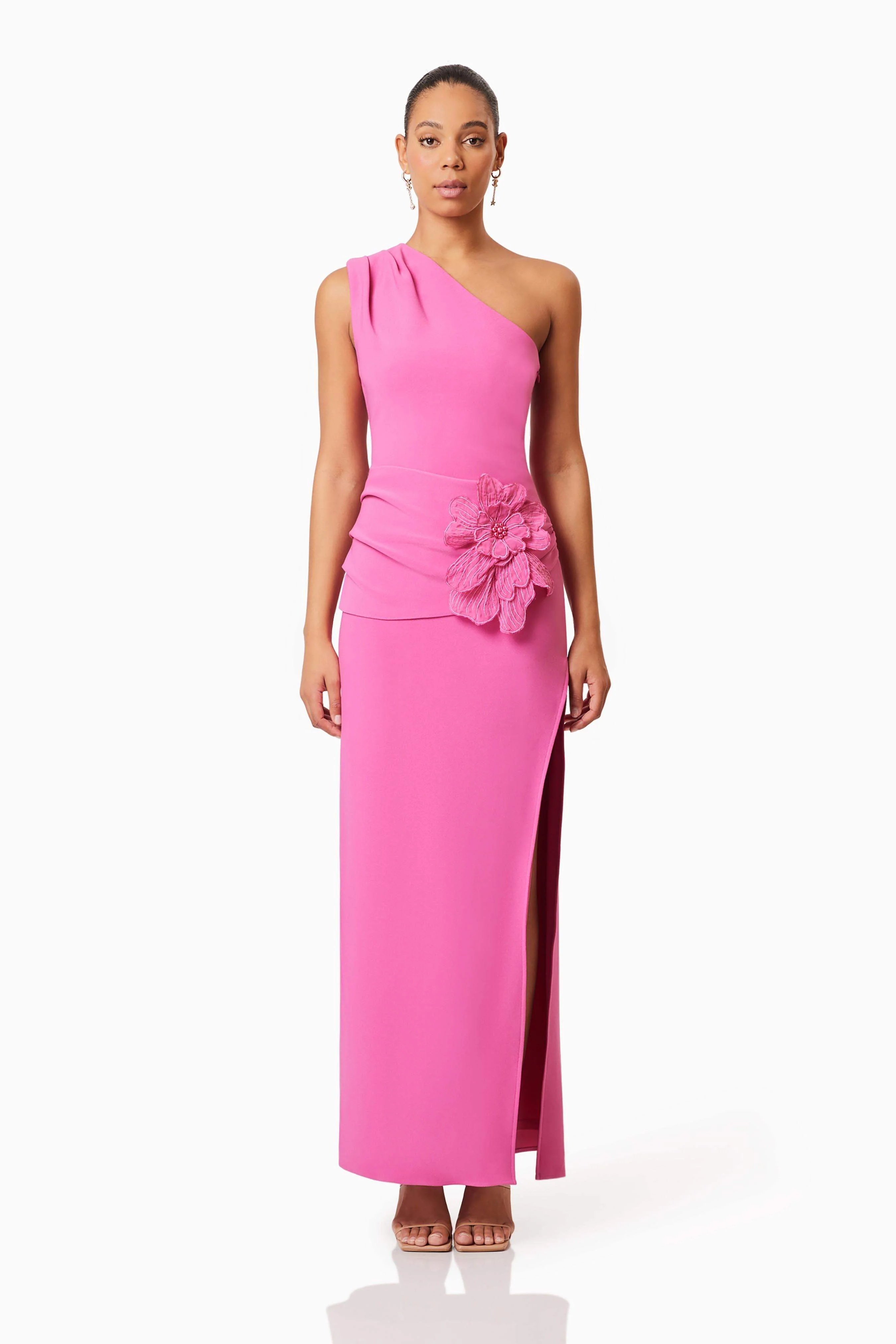 Janelle One Shoulder Gown In Pink