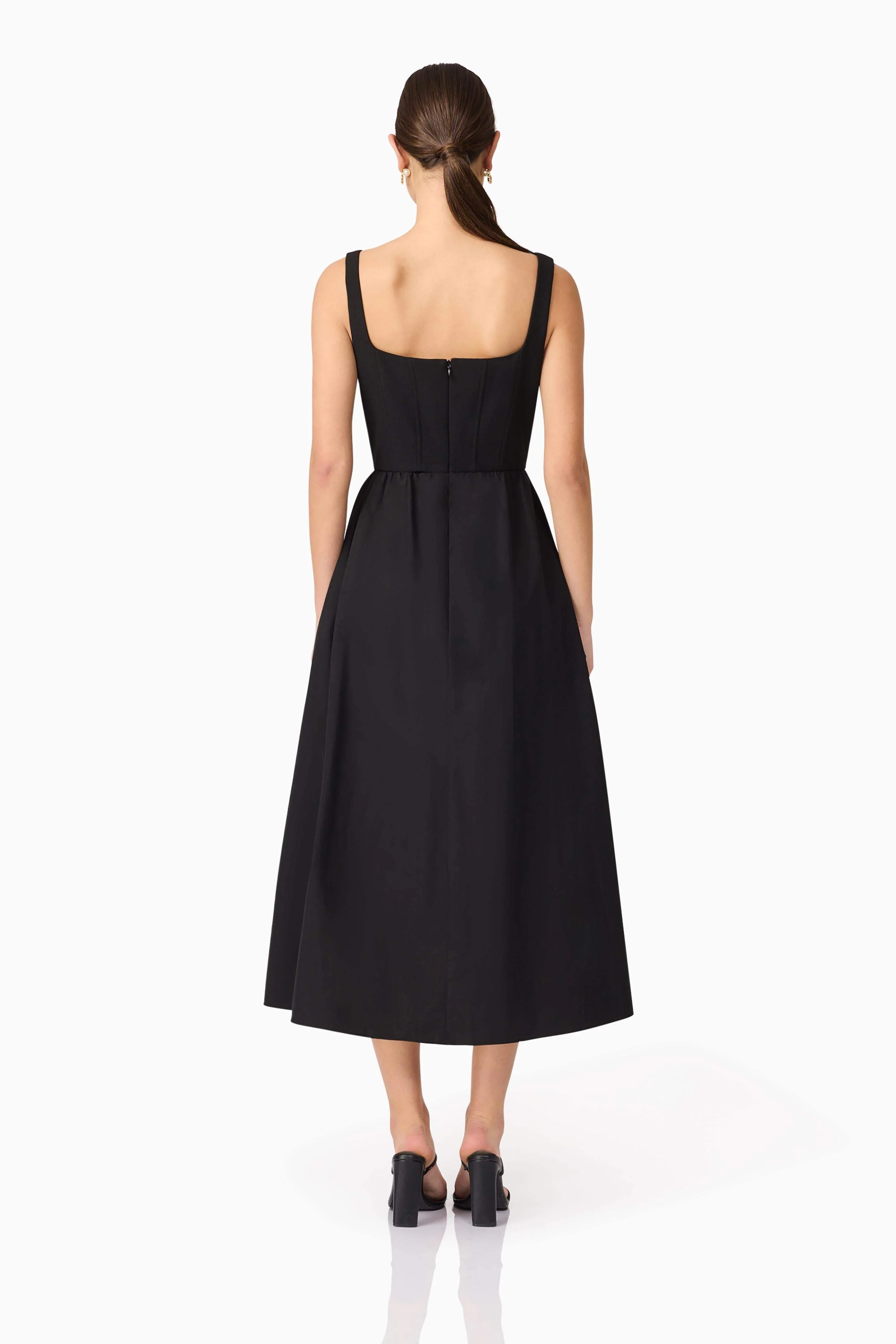 Ingrid Corset Midi Dress in Black