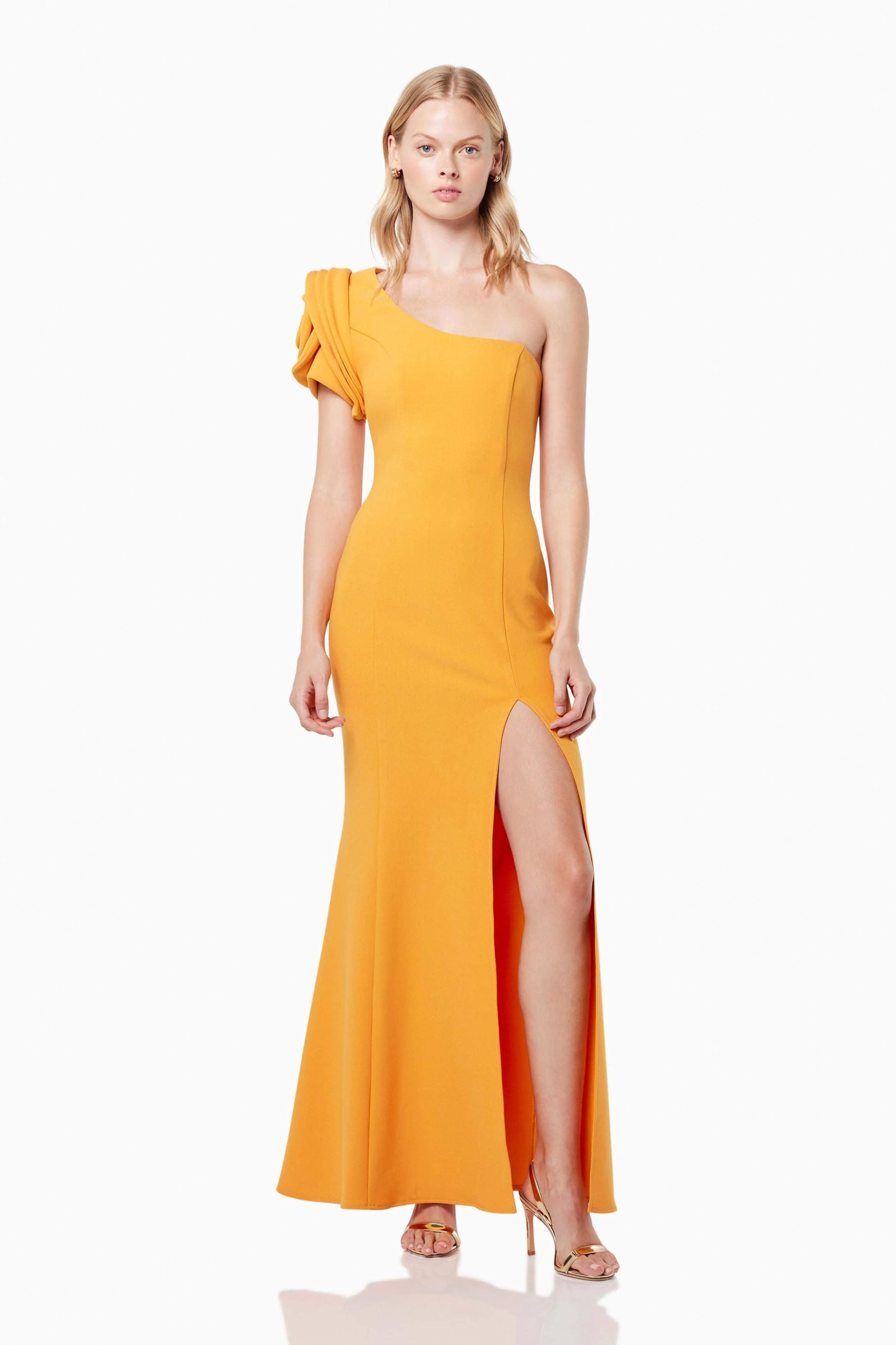 Electronica Rosetta Applique Maxi Dress In Orange