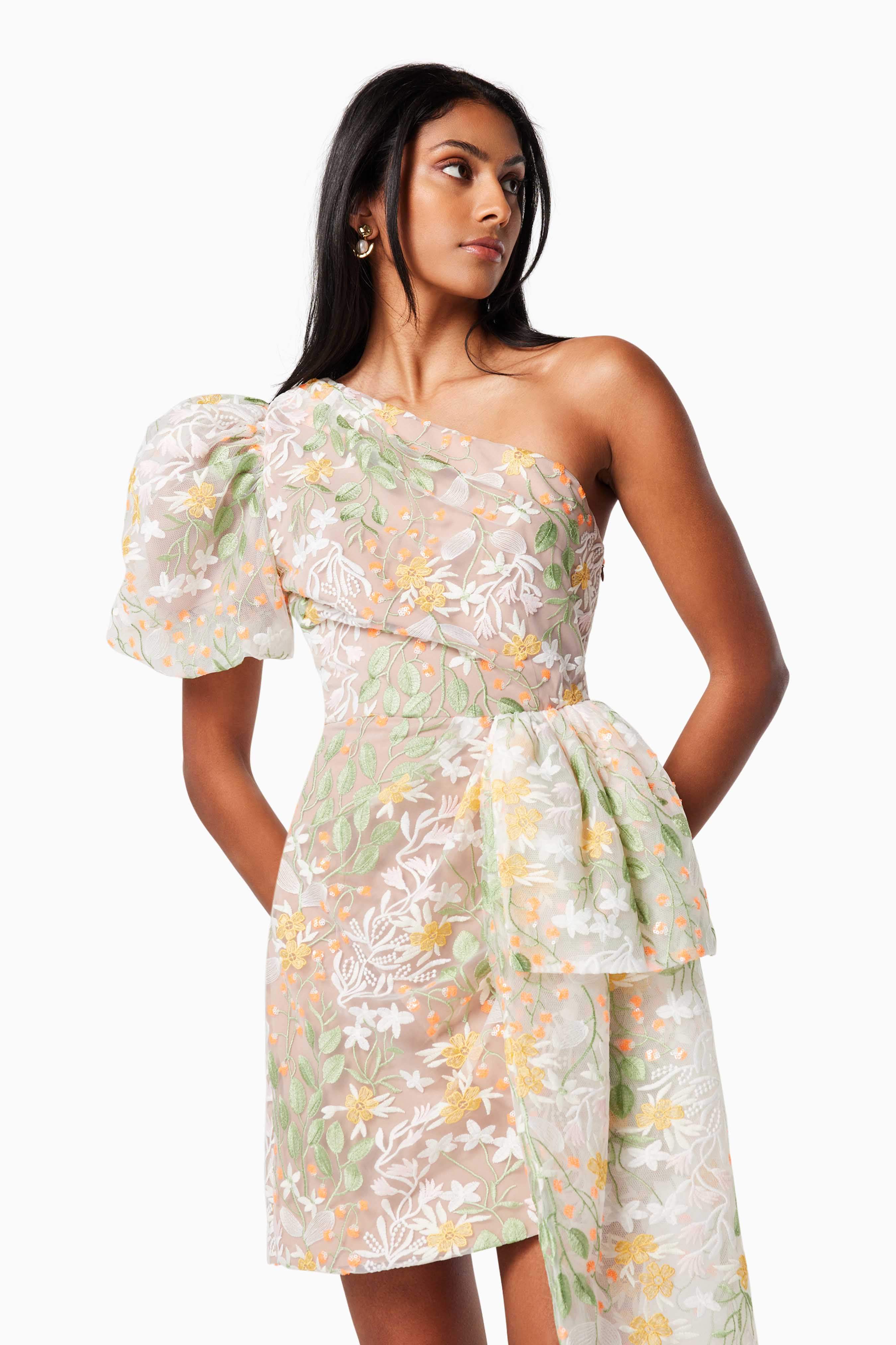 Dome Asymmetrical Mini Dress In Yellow