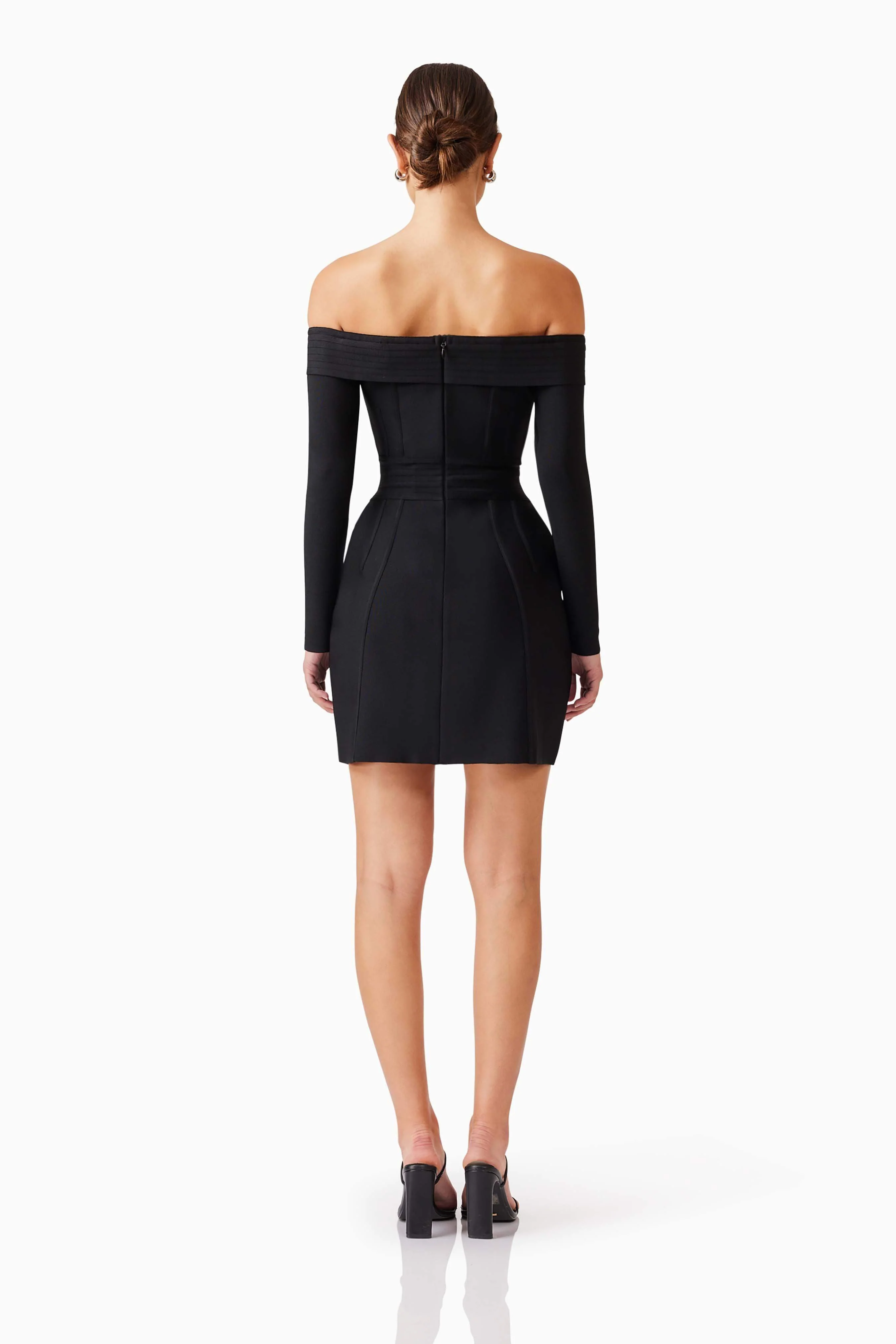 Katlyn Off The Shoulder Mini Dress in Black