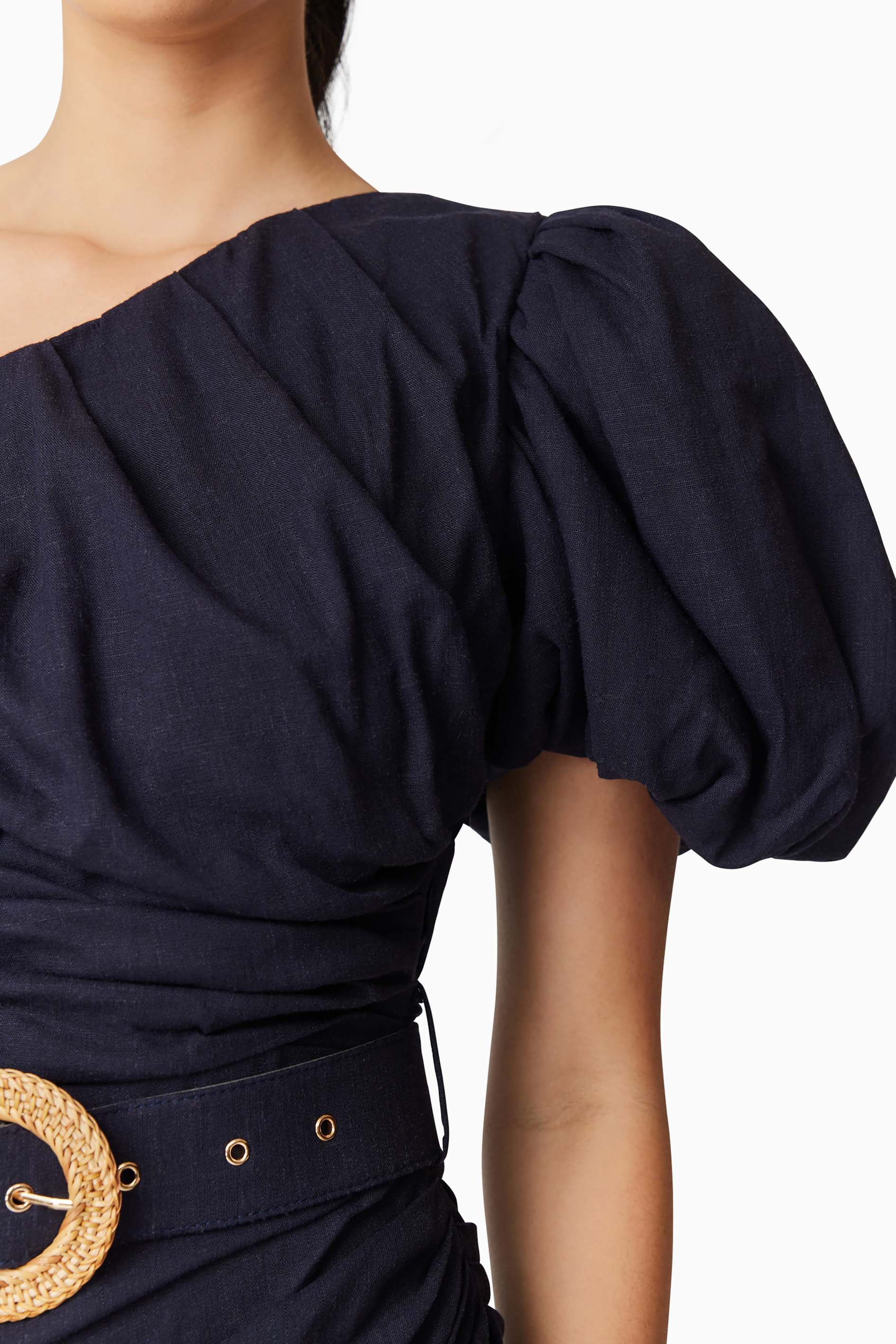 Kara Asymmetrical Mini Dress in Blue