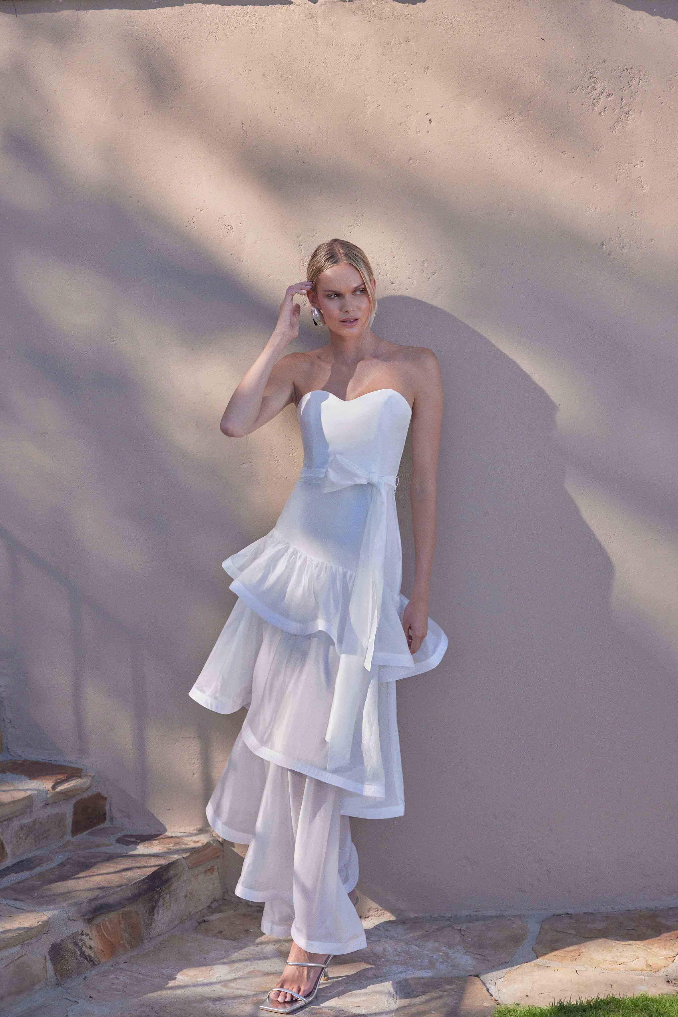 Kalani Strapless Maxi Dress in White