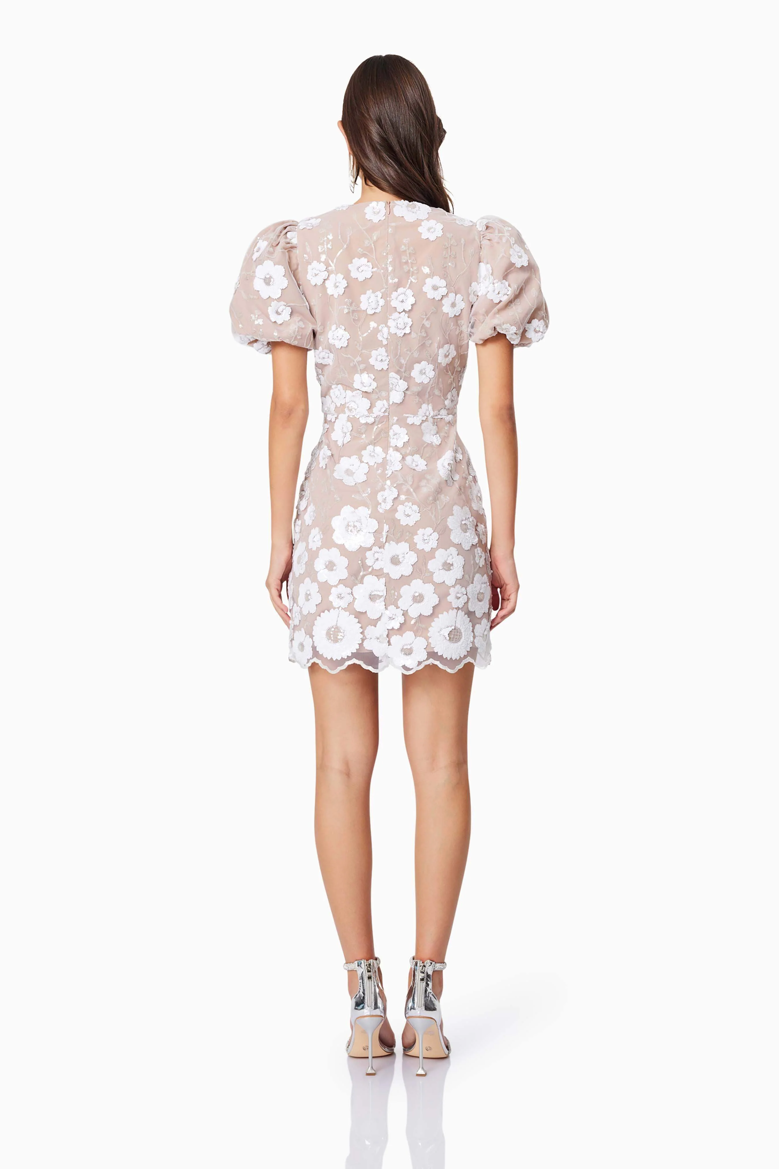 Elodie Mini Puff Sleeve Dress in White