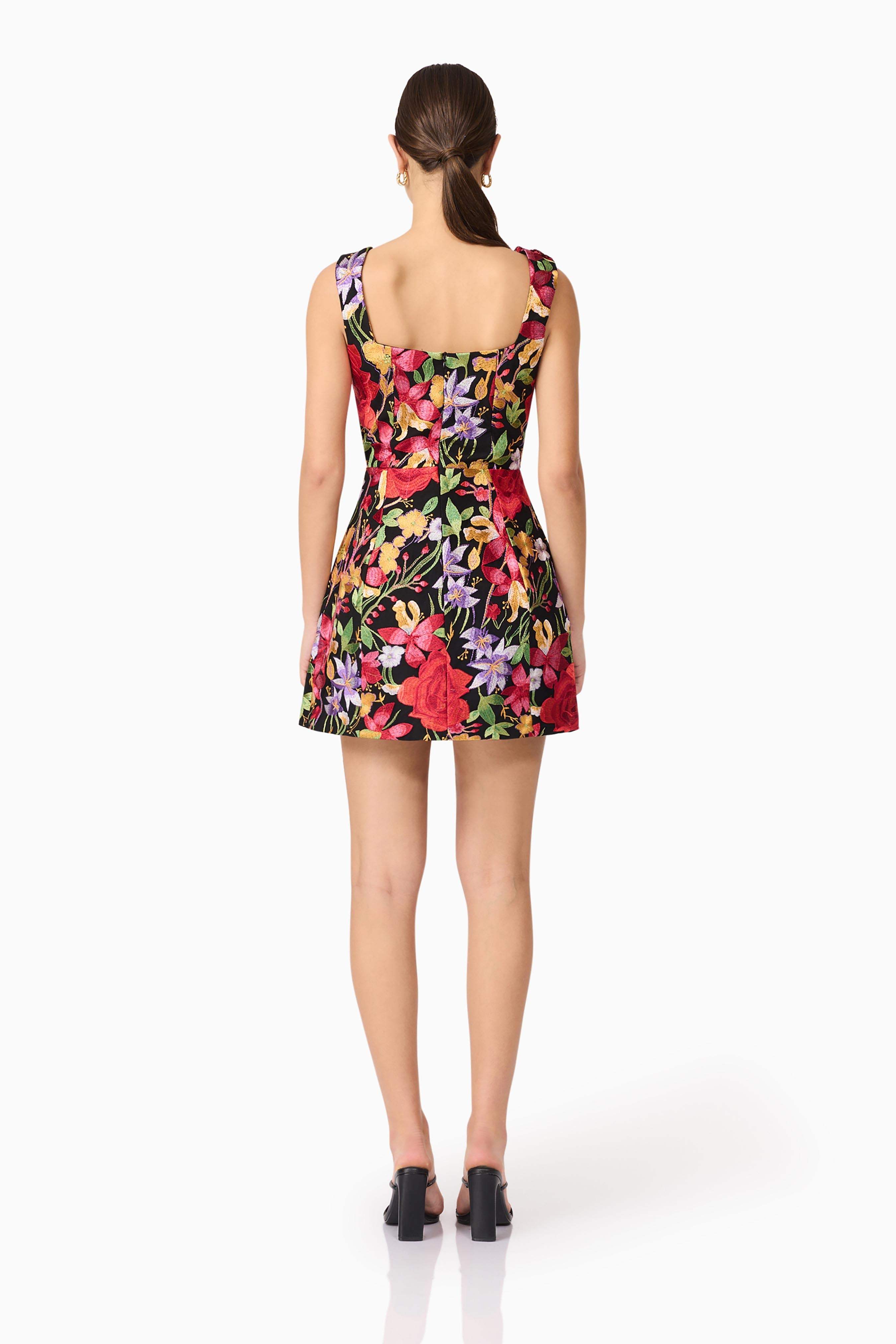 Talia Mini Dress in Black Floral