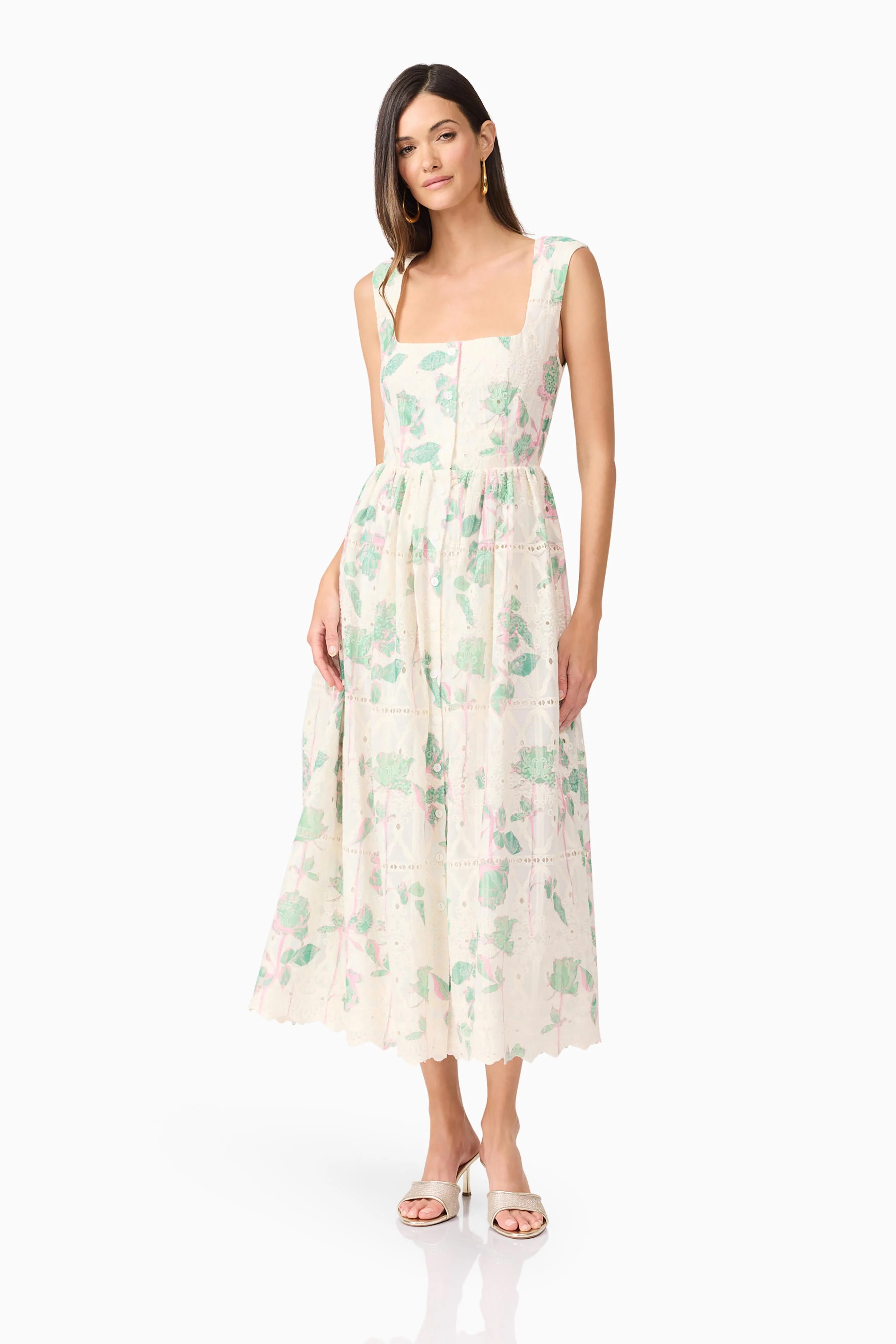 Kierra Floral Midi Dress in White